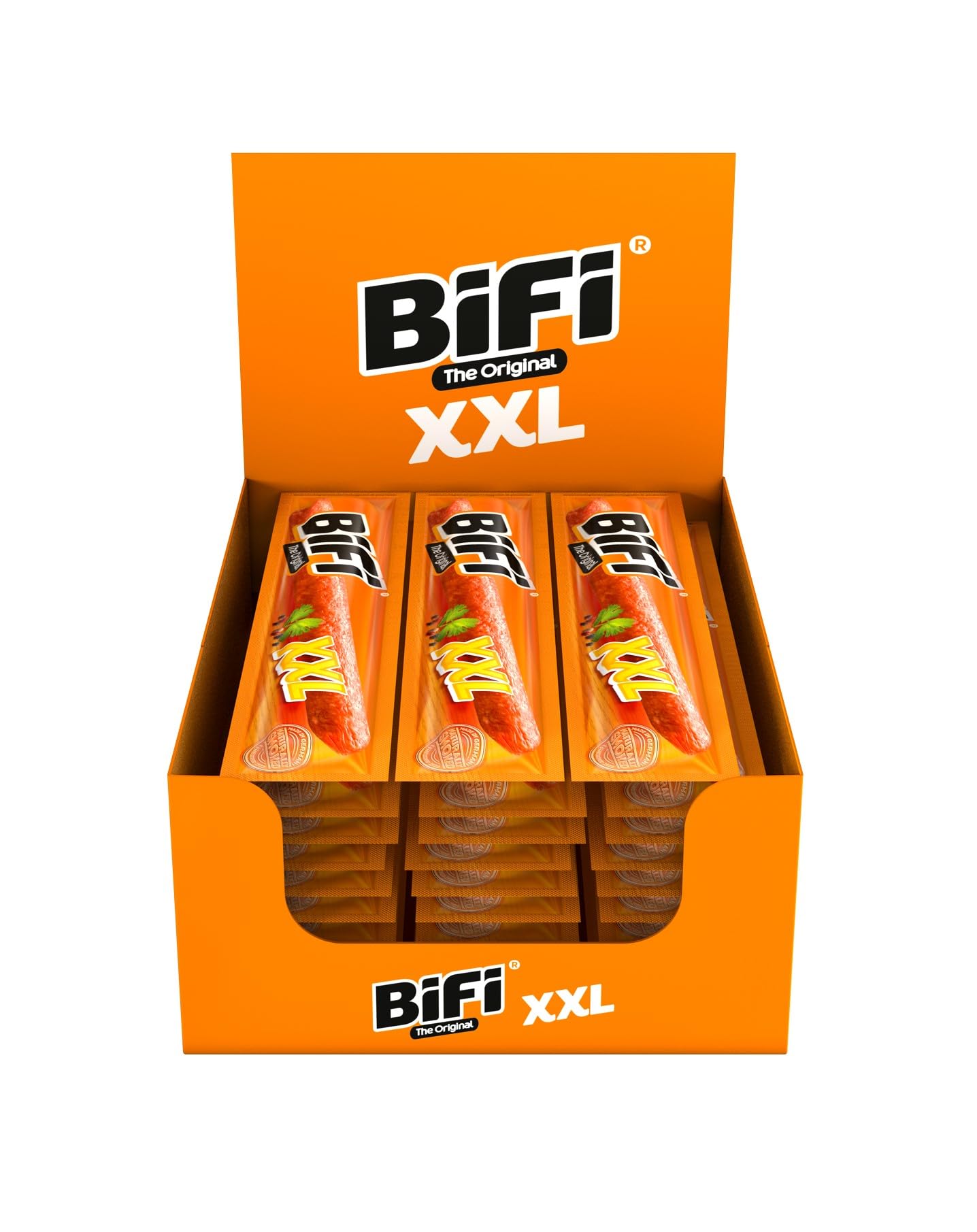 BiFi Original XXL – Stick di salame, snack formato tascabile, essiccati all'aria, da gustare in viaggio, in ufficio o quando fai sport, con pepe, coriandolo e aglio, confezione da 30, 30 x 40 g