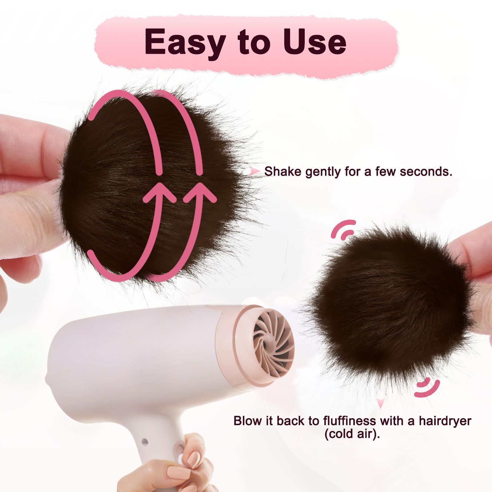 M METERXITY 1-Pack Faux Fur Pom Poms - Image 4