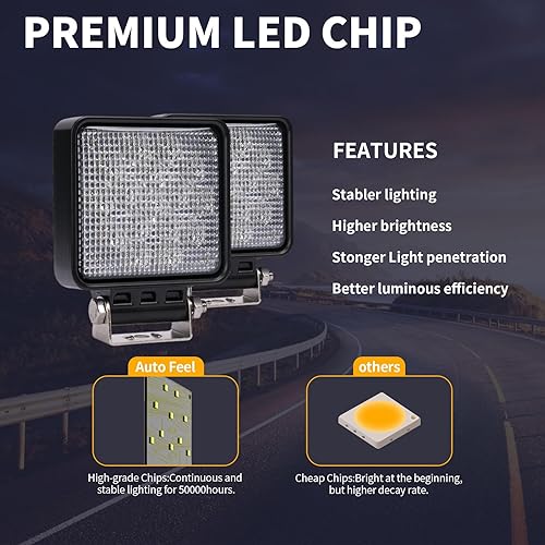 Miniatura 10 de YCHOW-TECH Cápsulas de luz LED redondas difusas, 2 unidades de 4 pulgadas, 160 W, luces LED de trabajo todoterreno, luz de zanja, lámpara