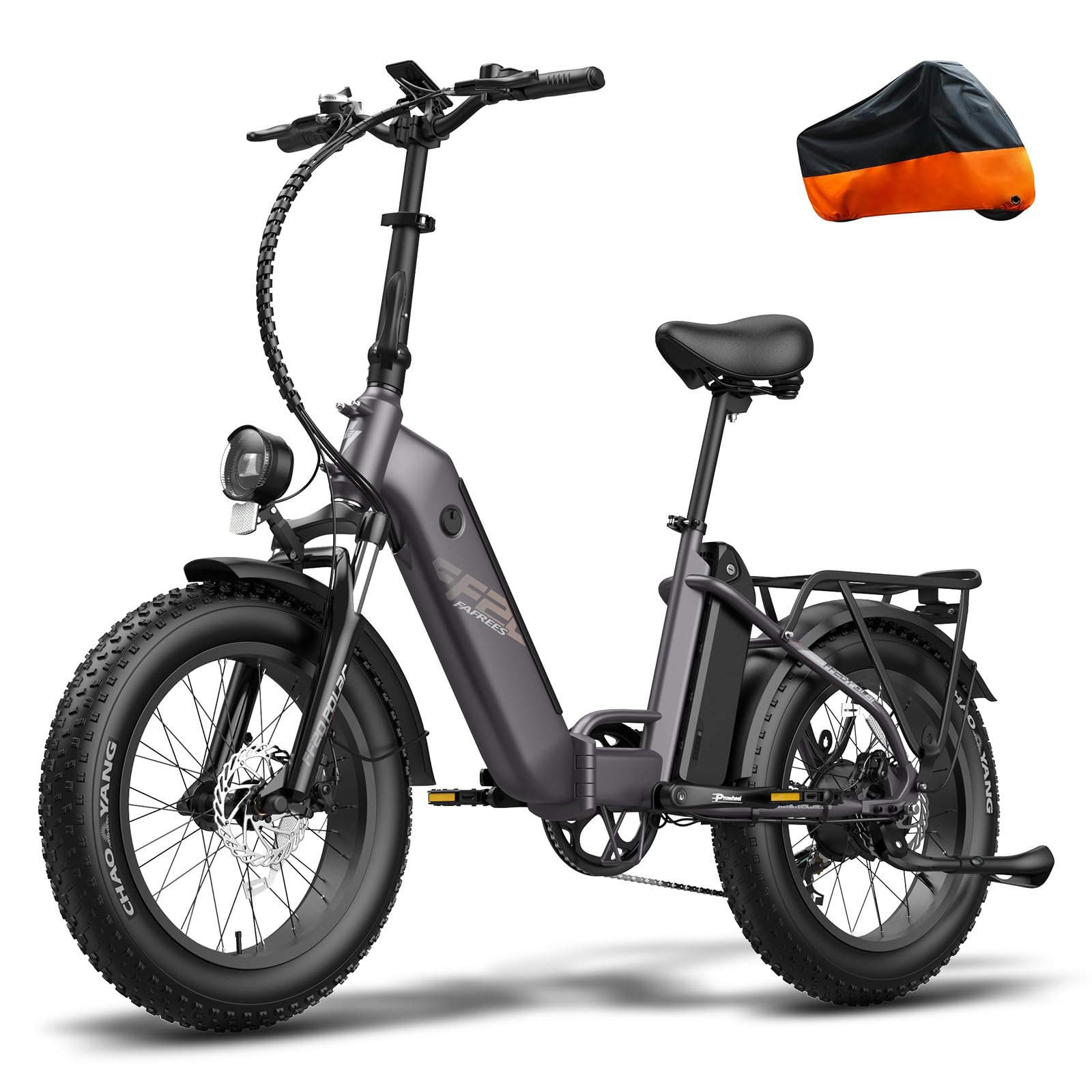 Fafrees Folding Electric Bike For Adults 36V/18Ah Removable Battery 20"×3.0 Fat Tire Electric Bike, 7-Speed Gear, 70-150km Range Fat Bike Ebike For Adults, With LCD Screen(Phone Holder, Black - View #2