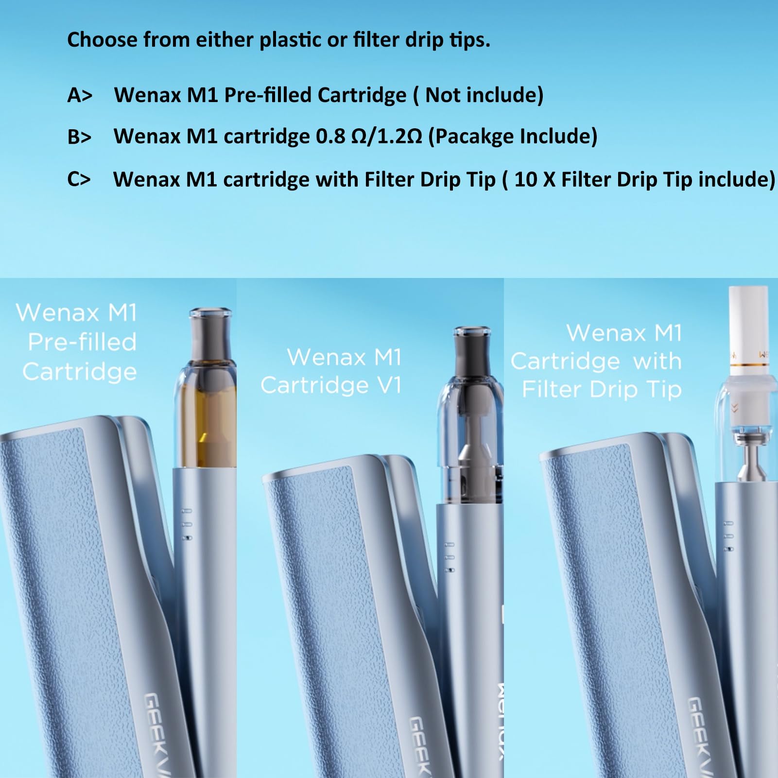 GEEKVAPE WENAX M Starter Kit, Electronic Cigarette with Pod System, 400  mAh, Wenax M Power Bank