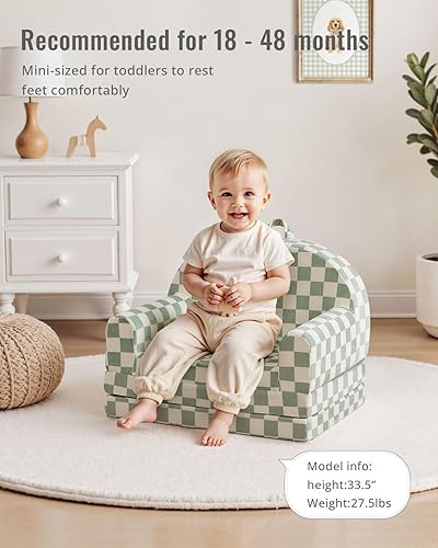 Miniatura 4 de Blissful Diary Sofá plegable para niños pequeños, silla y tumbona cómoda 2 en 1 para leer, sala de juegos, sofá para niños y niñas, regalo de