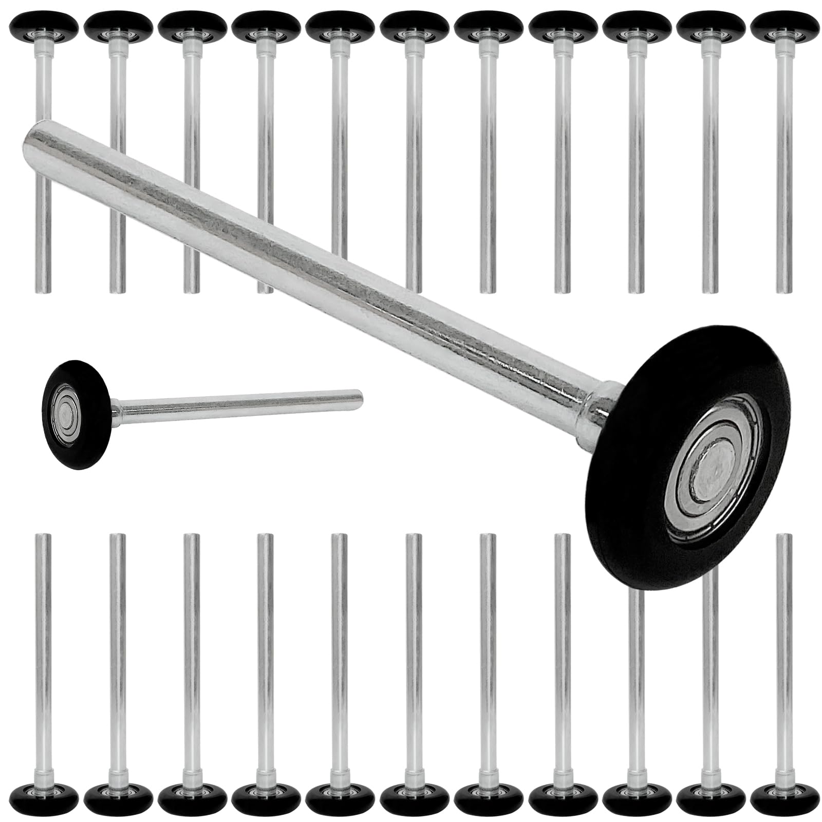 24 Pack 2 Inch Black Nylon Garage Door Roller, Replacement Quiet Garage Door Roller with 7" Stem and Seals 6200-2RS Ball Bearing