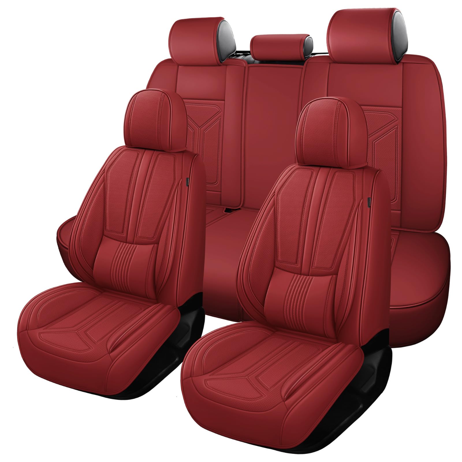 otoez Car Seat Covers Full Set, 5 Seats Nappa Leather Seat Cover for Car, Breatheable and Waterproof Seat Protector Full Coverage, Universal