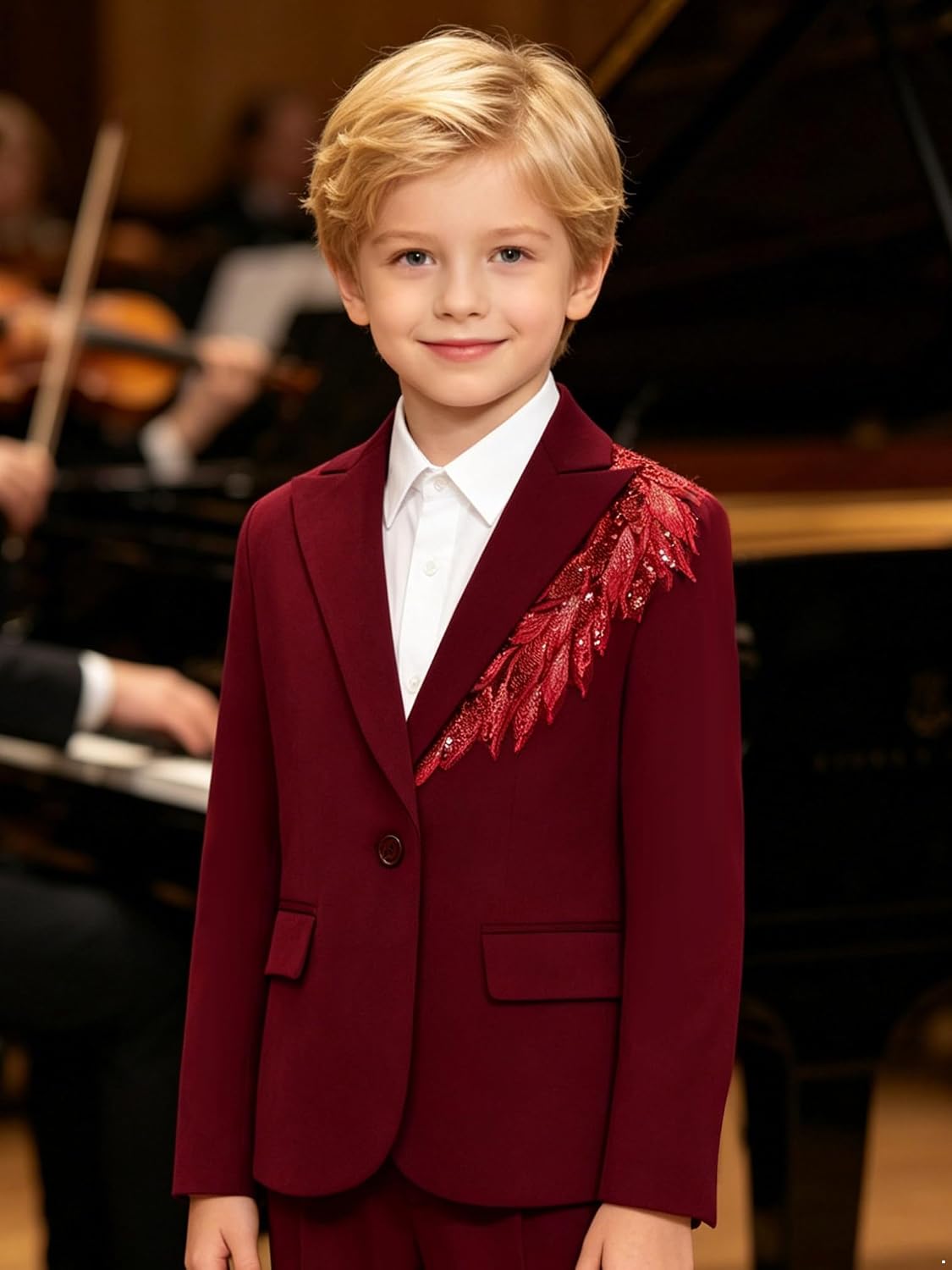 YiZYiF Boys' Blazer Suit Jacket Formal Sport Coats Embroidery Tuxedo Blazers for Boy Dinner Party Or Prom