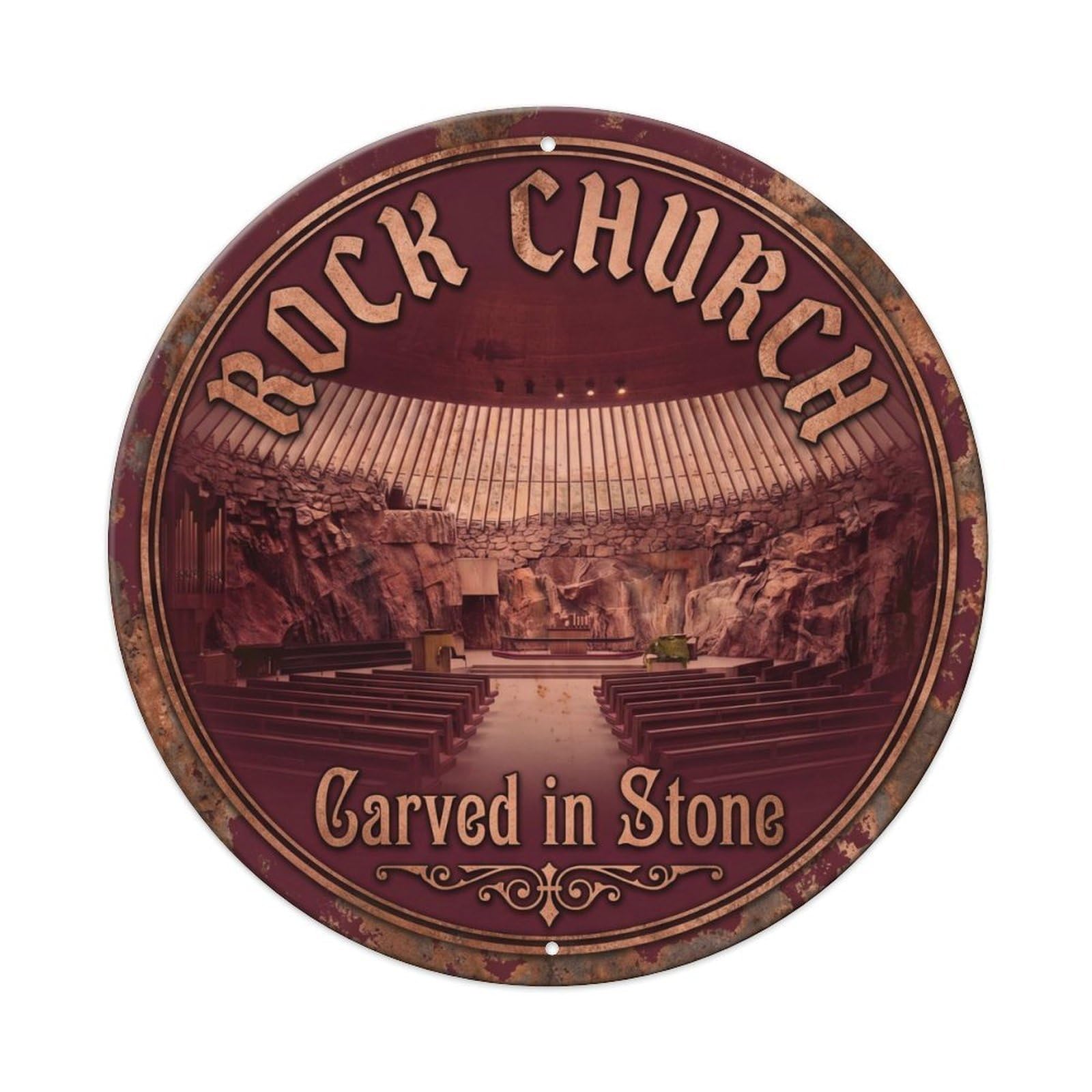 Chapel Underground Study Sanctuary Metal Tin Sign Plaque Wall Decor for Cafe, Club, Garden Round Metal Poster 8x8Inch