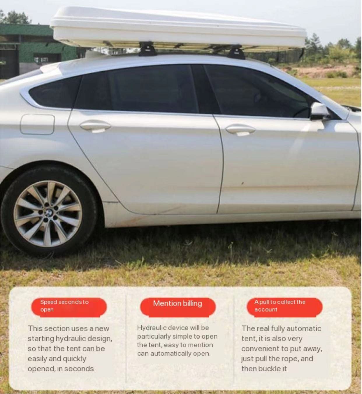 Tenda da tetto idraulica per campeggio all'aperto, può ospitare 2-3 persone, compatibile con SUV e fuoristrada