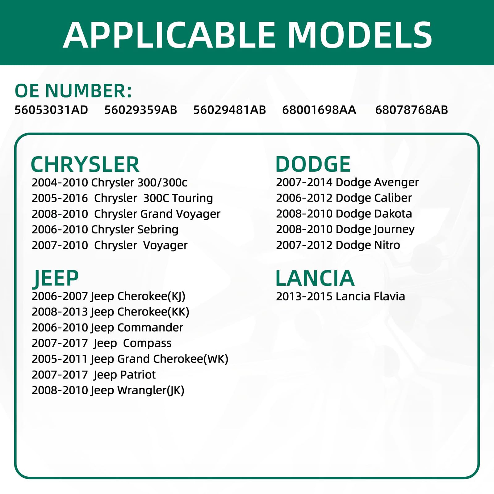 56053031Ad Sensore di Pressione Dei Pneumatici, Oem Tpms Sensore di Monitoraggio Della Pressione Dei Pneumatici di Ricambio Originale Tpms, per C.hrysler Dodg.e J.eep
