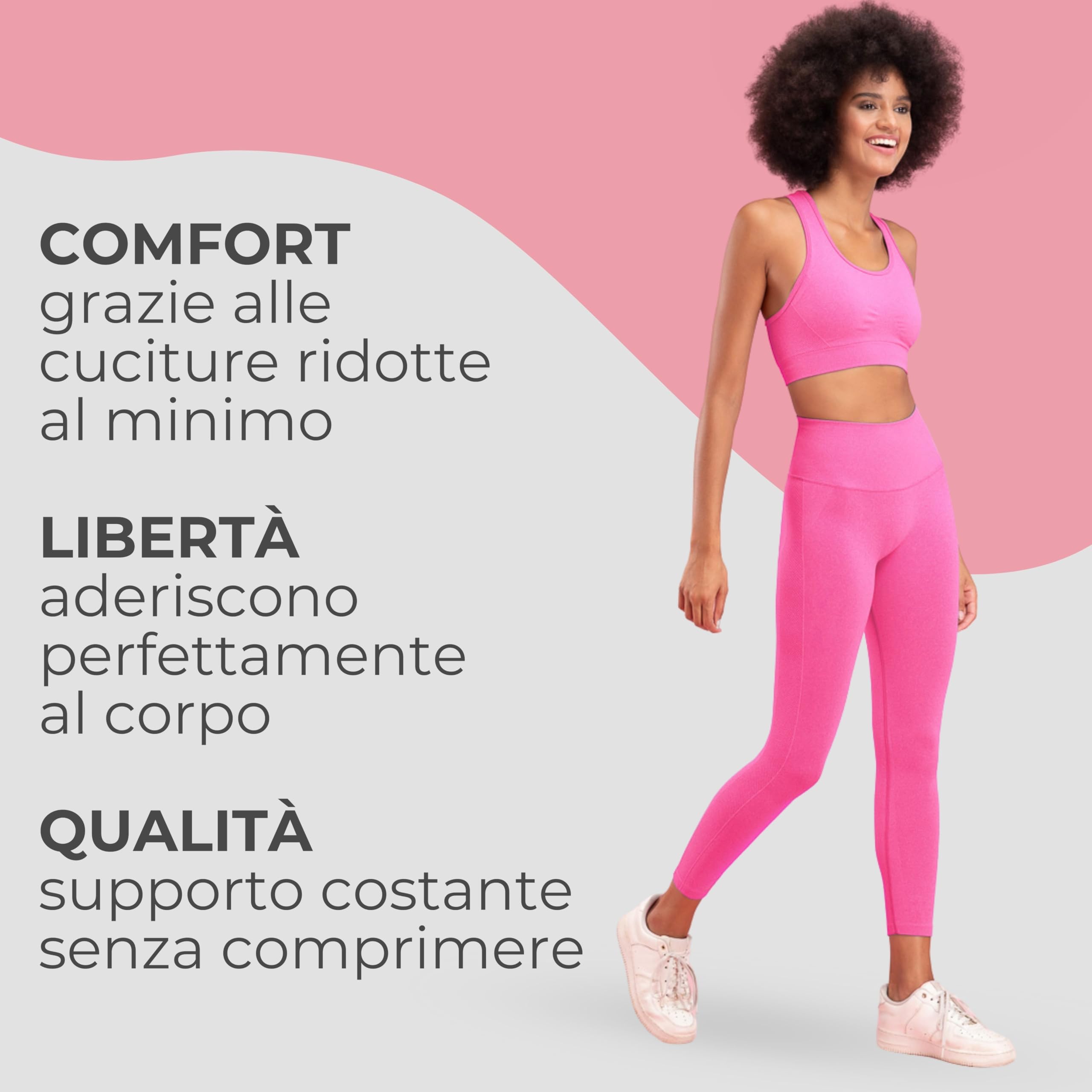 FOCENZA Leggings Donna Sportivi a Vita Alta con Effetto Push Up in Microfibra Morbida e Traspirante, Made in Italy