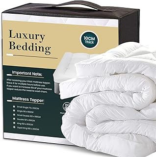 "Sunshine Comforts Microfiber Small Double Mattress Topper Quilted-Non- Allergenic & Breathable 10CM Thick Mattress Topper Small Double With Straps, Washable 4ft Mattress Toppers (122 x 190cm) "