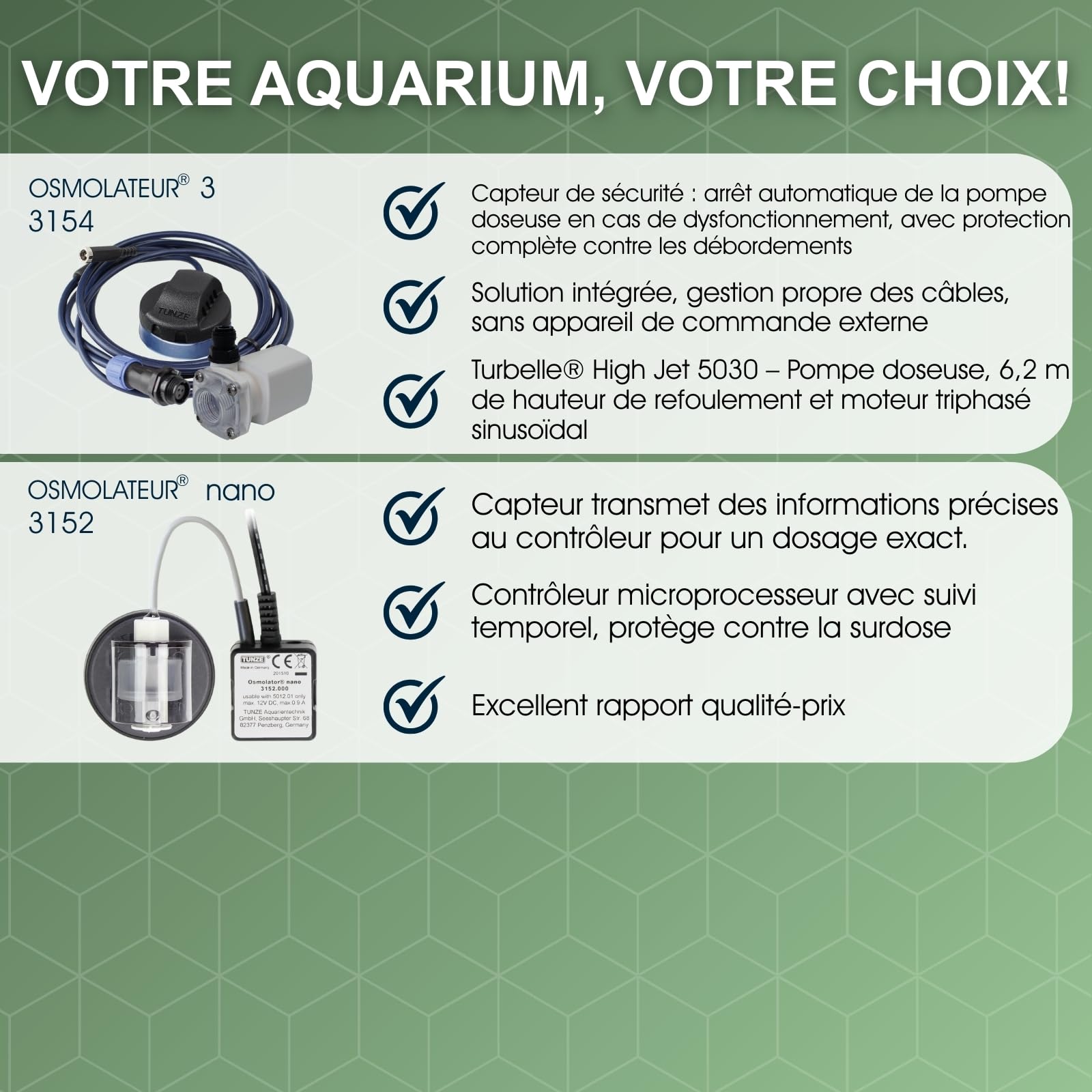 Tunze Osmolateur 3 Universel 3154 I Régulateur de niveau d'eau pour aquariums d'eau douce I Capteur de sécurité I Pompe doseuse avec capteur de régulation optique et support magnétique