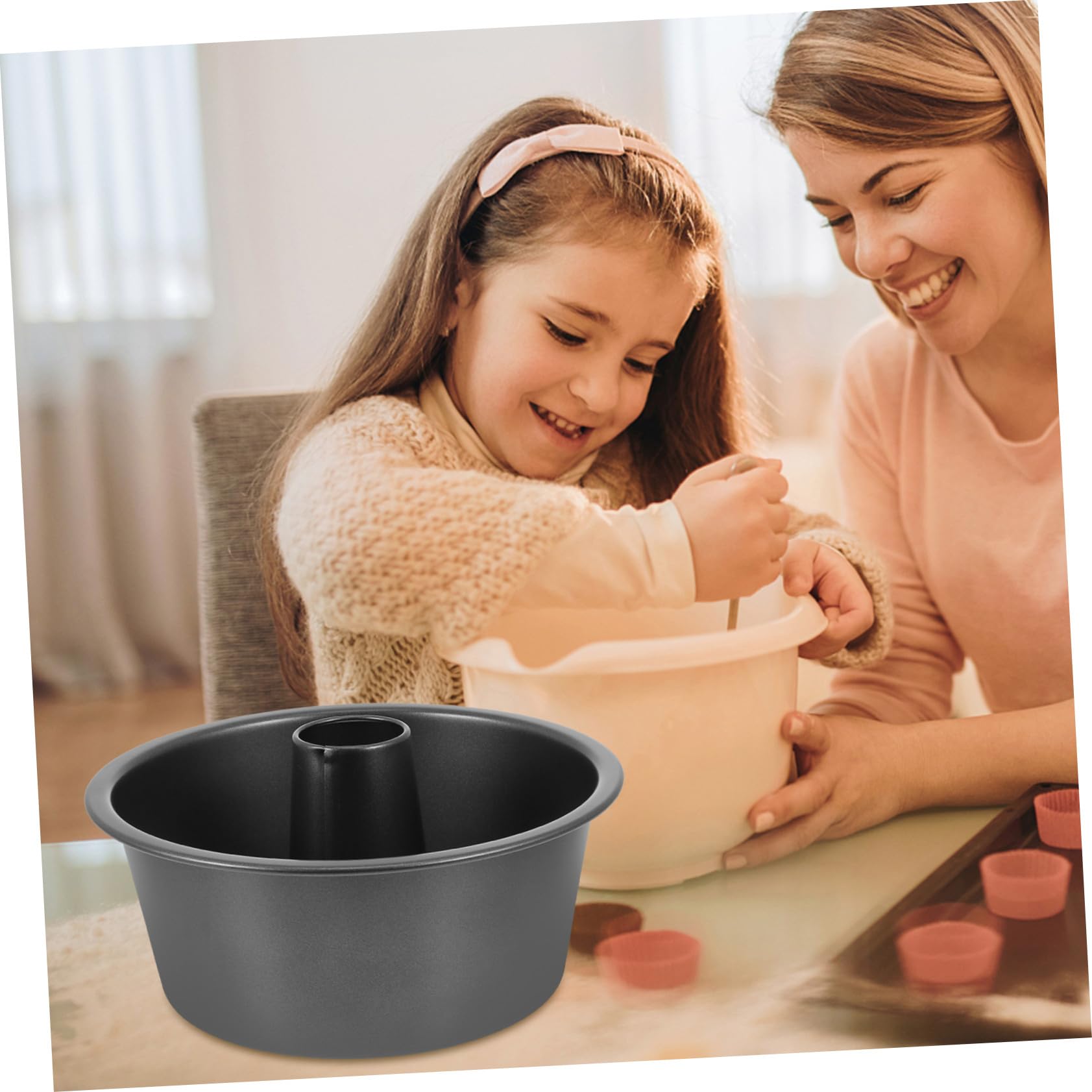 Backform Rund Hohl Antihaftbeschichtete Carbonstahl Kuchenform Wiederverwendbares Backzubehör für Cupcakes Brownies Käsekuchen Spülmaschinenfest Umweltfreundlich