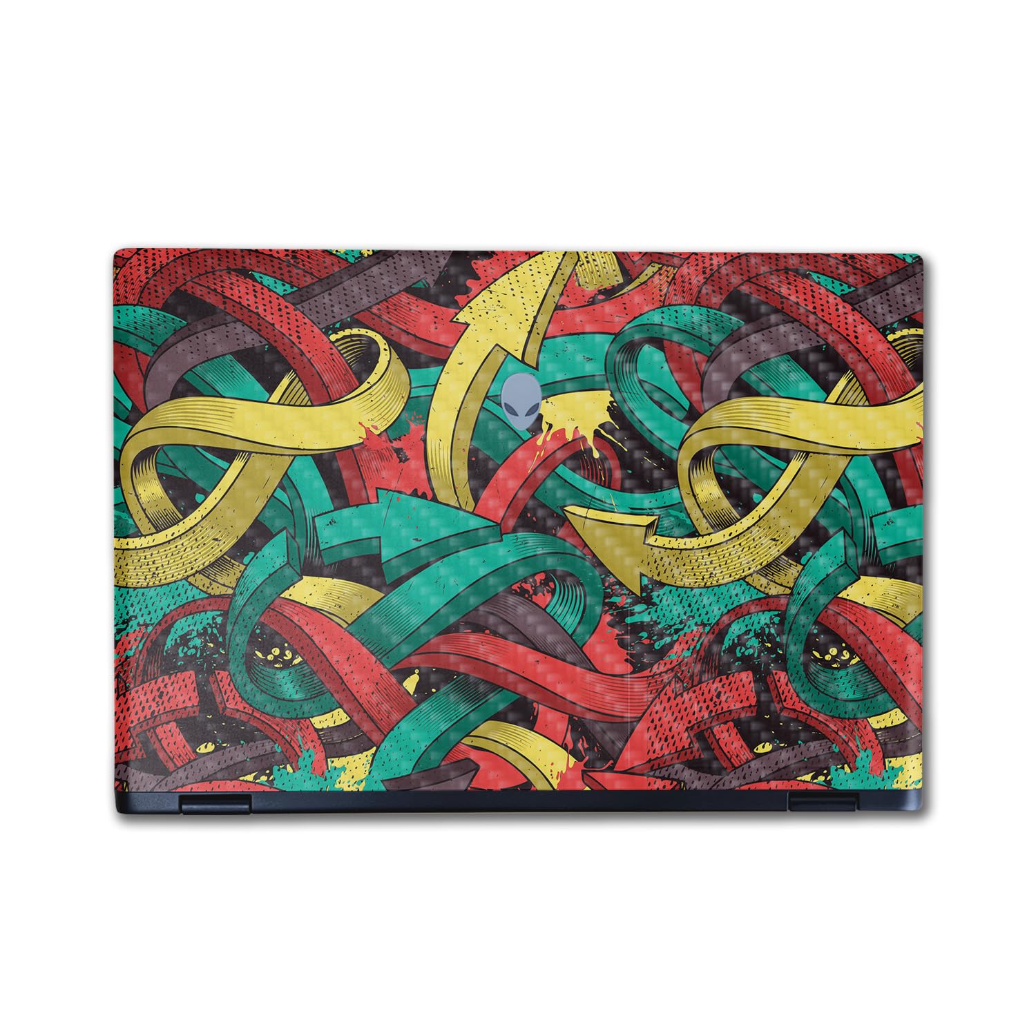 Carbon Fiber Laptop Skin Compatible with Alienware M16 R2 (2024) - Triadic Arrows - Premium 3M Vinyl Protective Wrap Decal Cover - Easy to Apply | Crafted in The USA by MightySkins