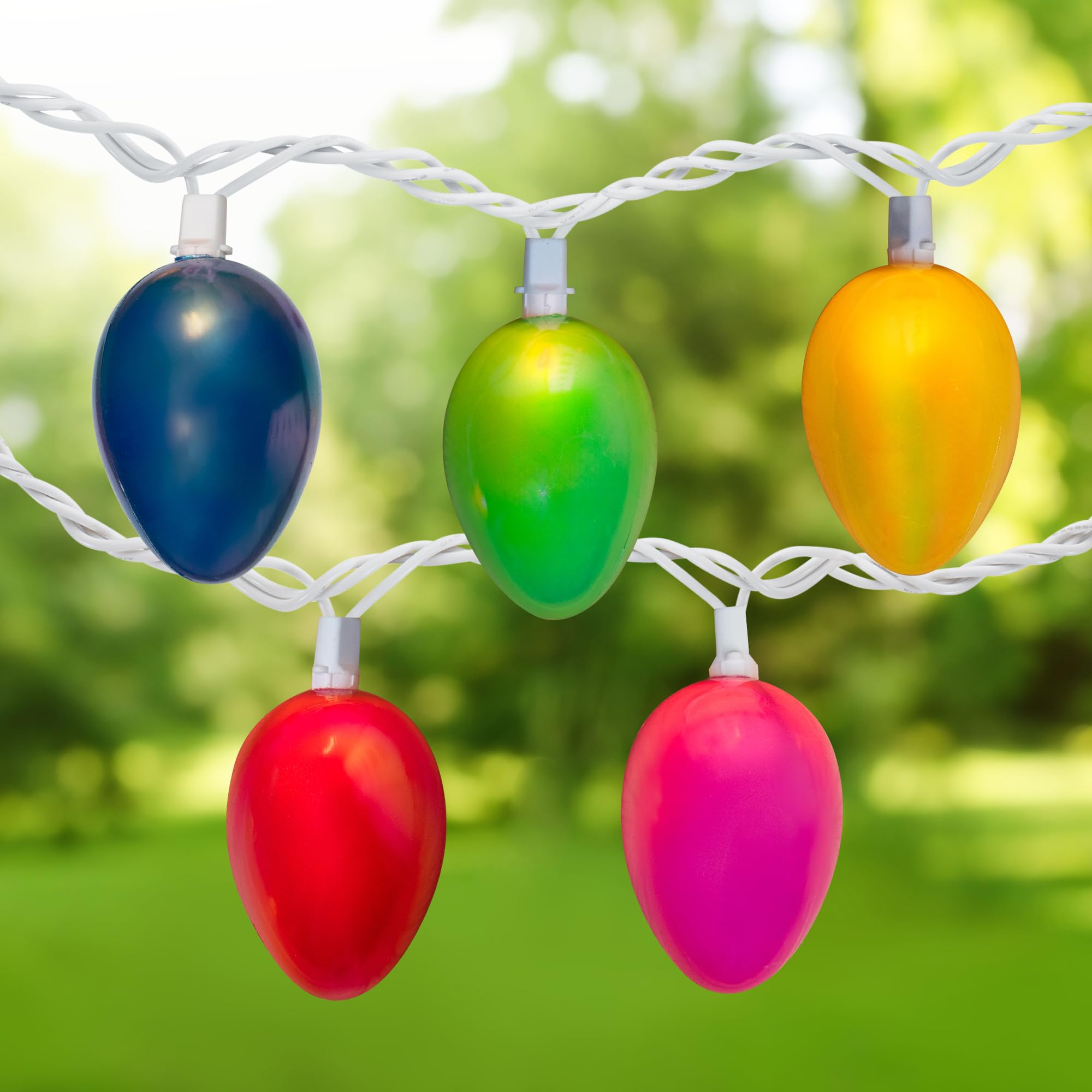 10-Count Pearl Multi-Colored Easter Egg String Light Set, 7.25ft White Wire
