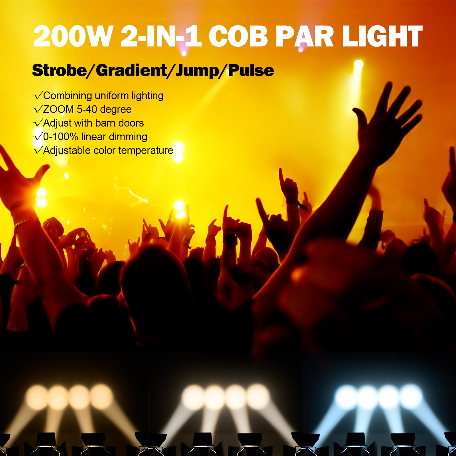 Amazon.com: DJXFLI Zoom Stage Light with Barn Doors, 200W COB Par