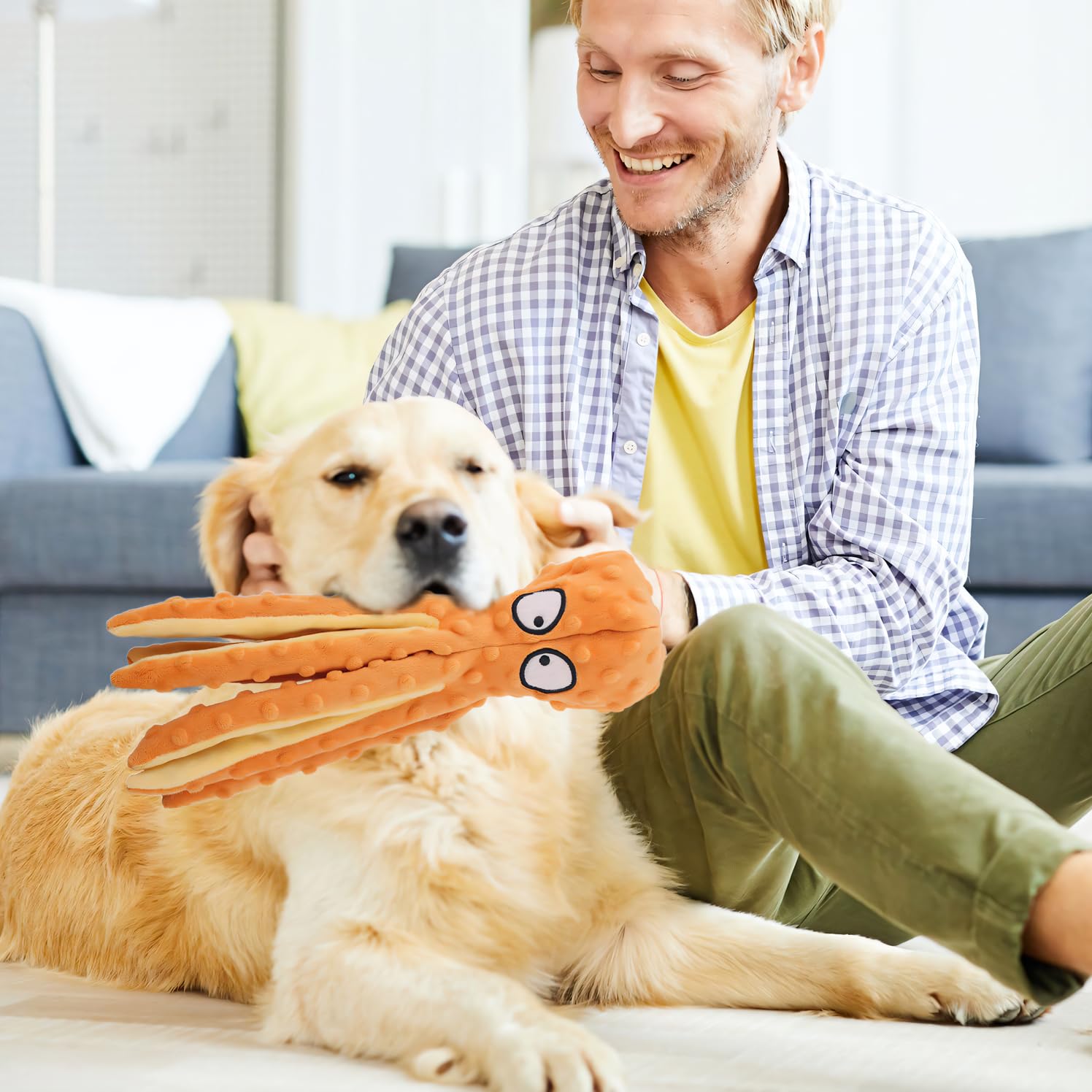 Jouet couineur pour chien en forme de pieuvre - Sans rembourrage - Jouet à mâcher - Pour petits chiens (violet)