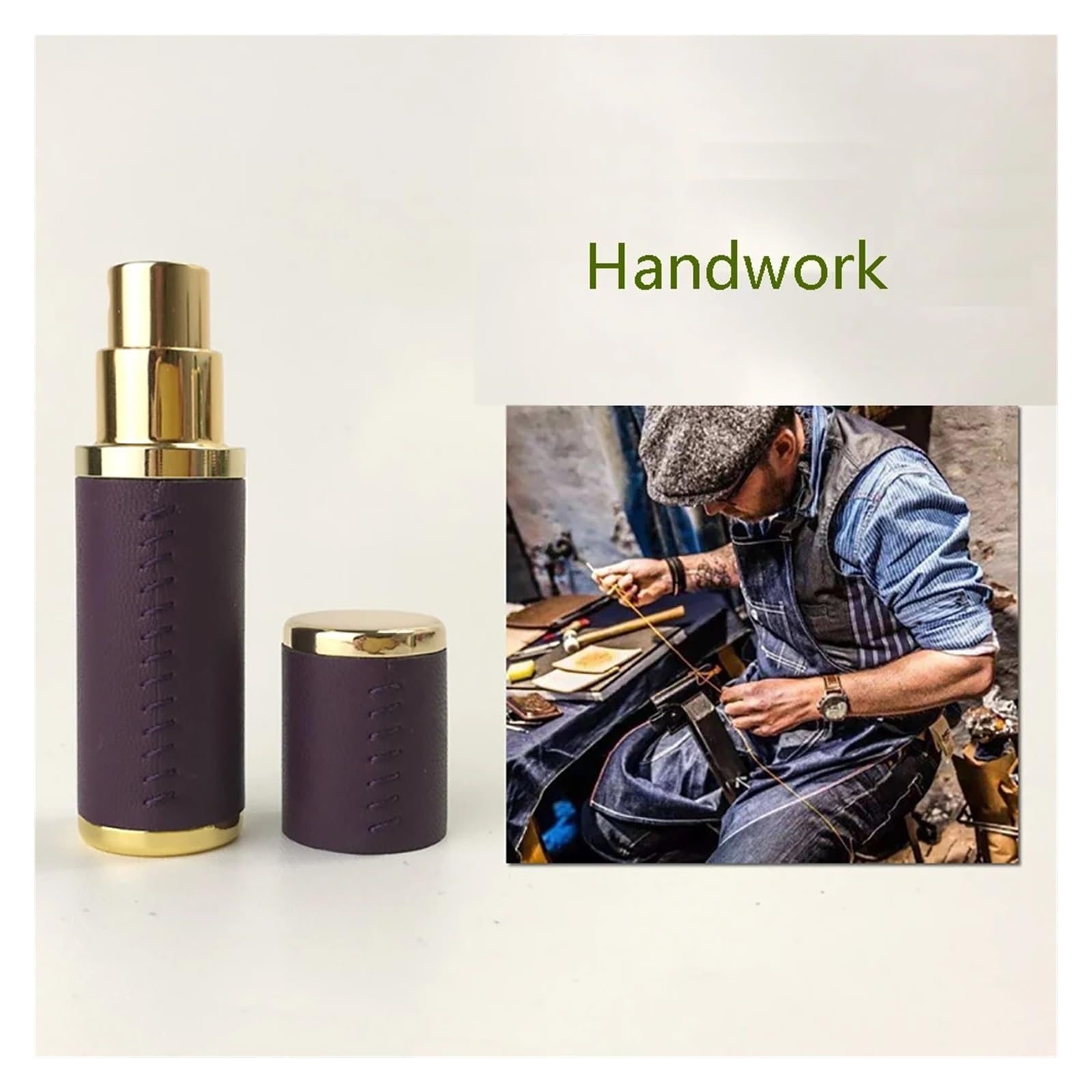 Flacone di profumo in pelle Bottiglia ricaricabile di profumo portatile | Mini atomizzatore spruzzatore in pelle lavorato a mano, dimensioni da viaggio(Red)