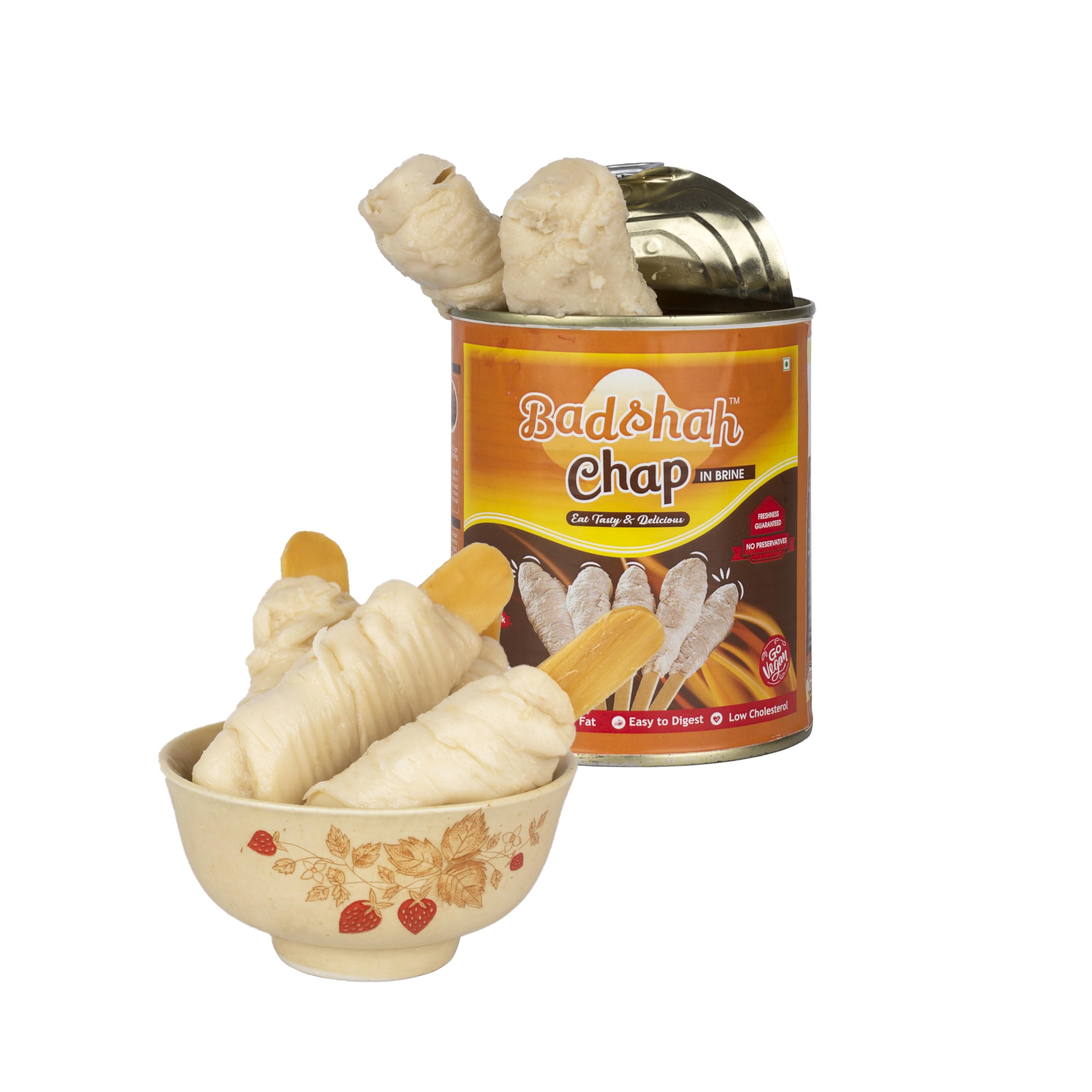 Badshah Chap SOYA Chaap in Brine, 800gram (Vegan, Chunks on Stick, 500gm Drained Weight, Rich in Plant Protein, SOYA Chap)