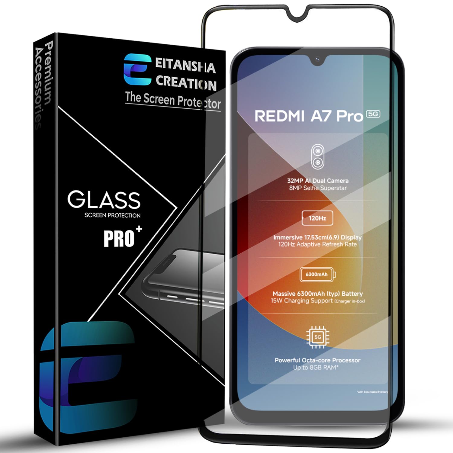 Tempered Glass Screen Protector Compatible for REDMI A7 Pro 5G with Edge to Edge Coverage and Easy Installation Kit (1 Pack)-image-8