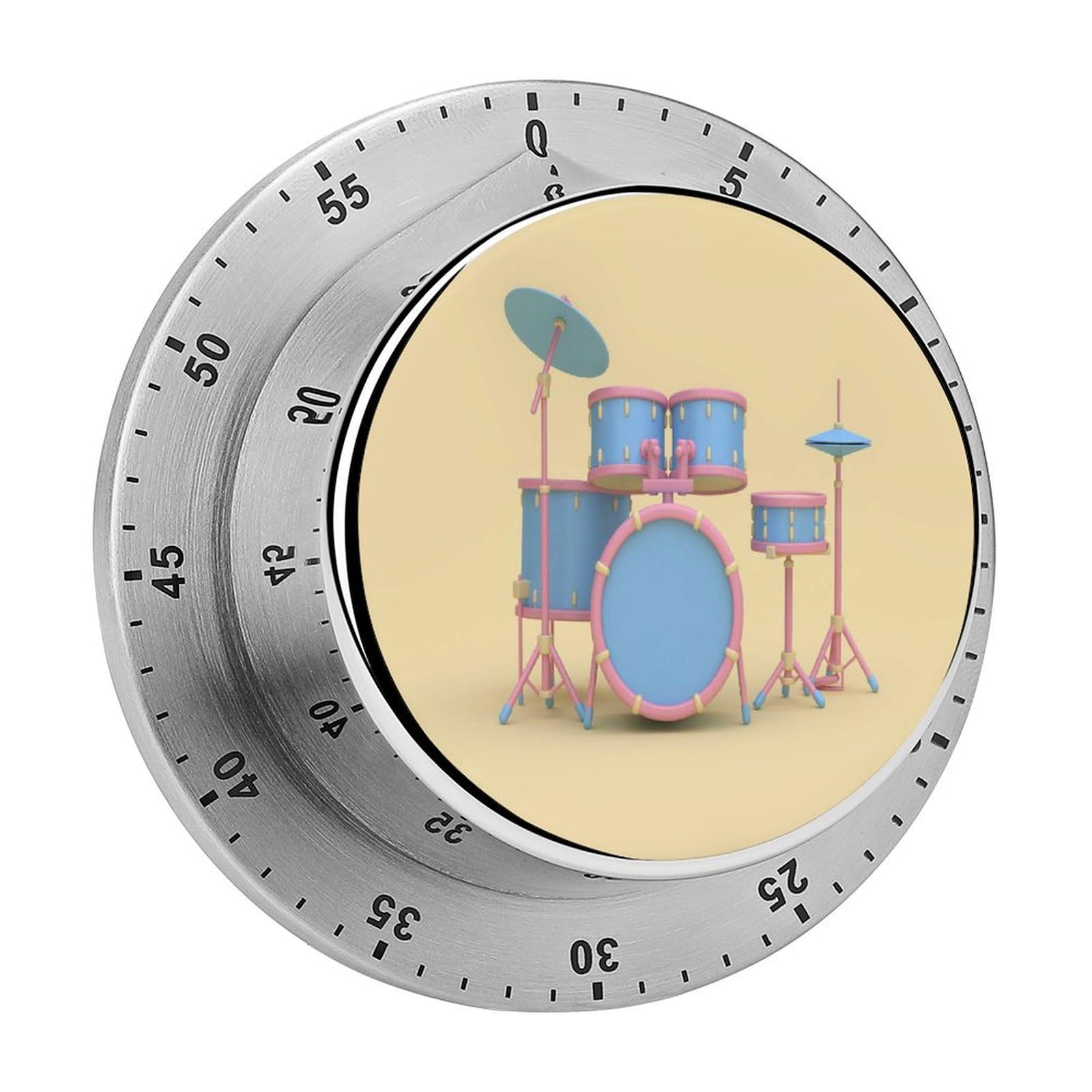 Magnetic Timer Blue Pink Drum Kit Stainless Steel For Cooking Fitness Baking Learning Kitchen Machinery 8cm