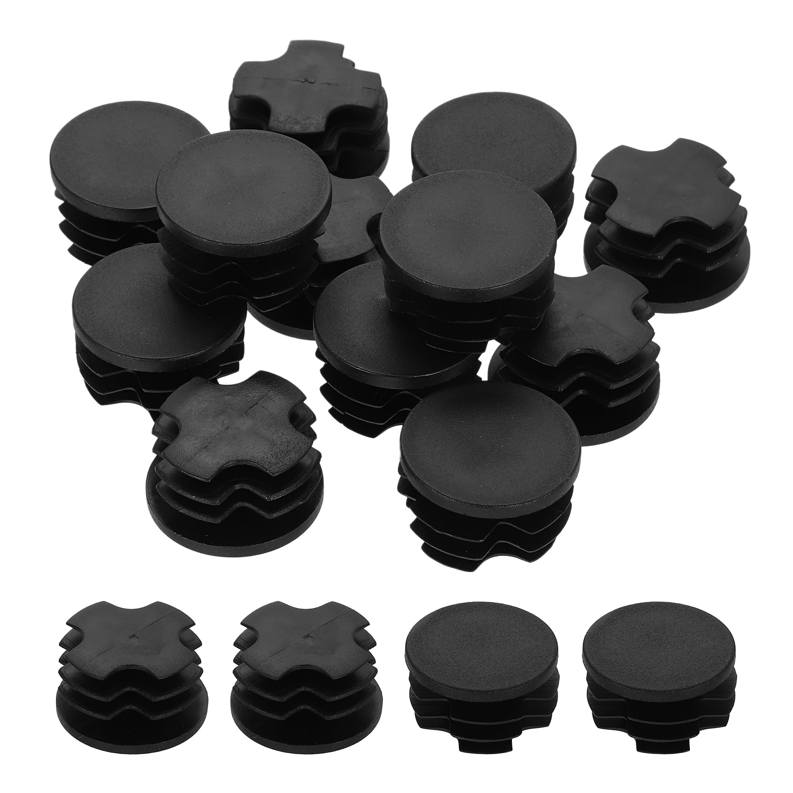 sourcing map 24Pcs 1-1/4"(31.8mm) Plastic Hole Plug, Round Tubing Inserts, Furniture End Cap Protection Glide for Chair Sofa Table Shelf, Black