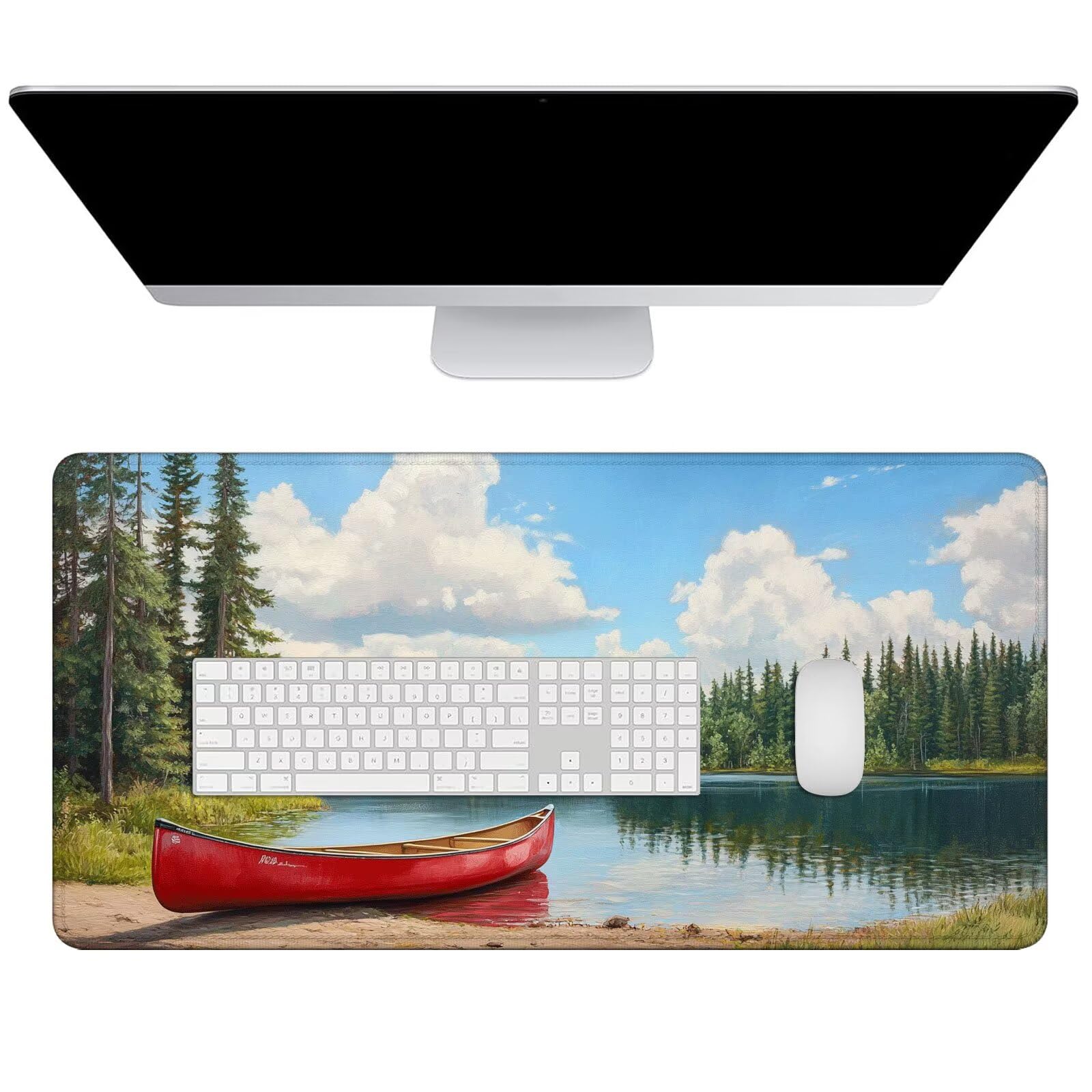 Podkładka pod mysz XXL 1200x600x3mm Podkładka pod mysz do gier z wodoodporną antypoślizgową podstawą, podkładka pod mysz dla graczy, akcesoria biurowe, dokładność prędkości-komfort, mała łódka nad