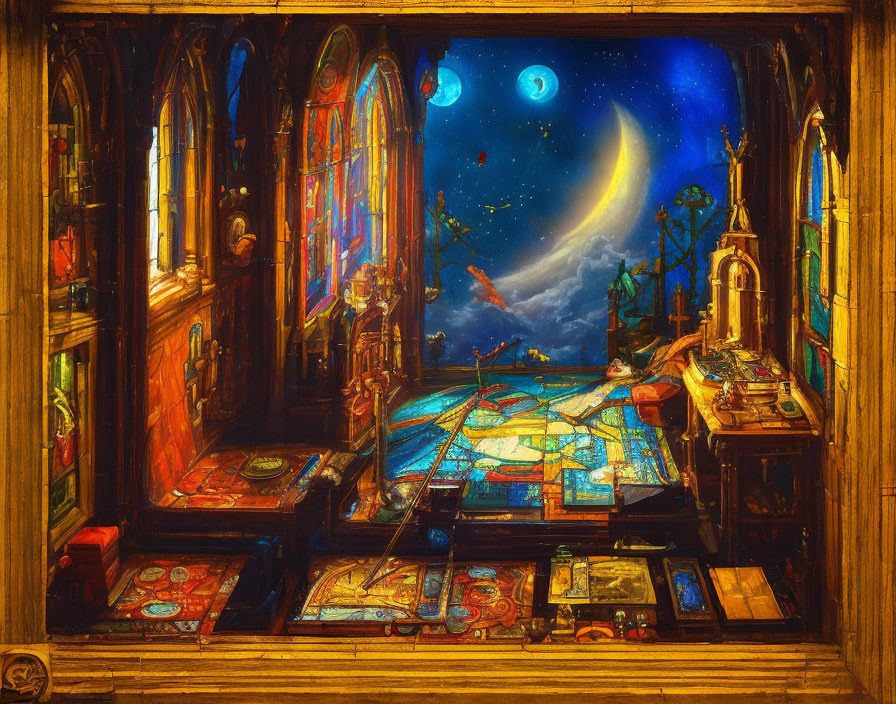 Peinture miniature du labyrinthe d'église 58x90 cm sans cadre RZHRHJES