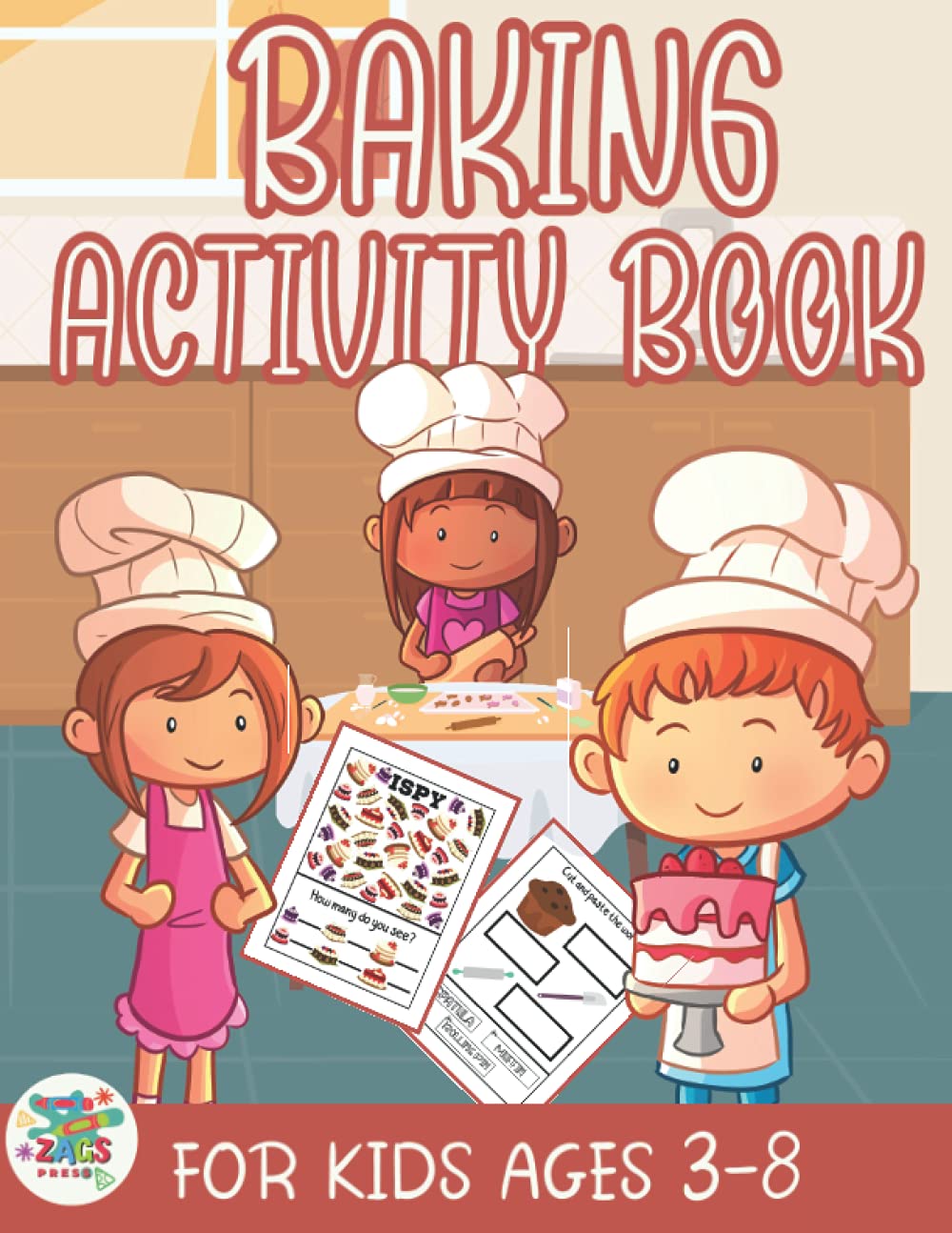 Baking activity book for kids ages 3-8: Baking themed gift for Kids ages 3 and up