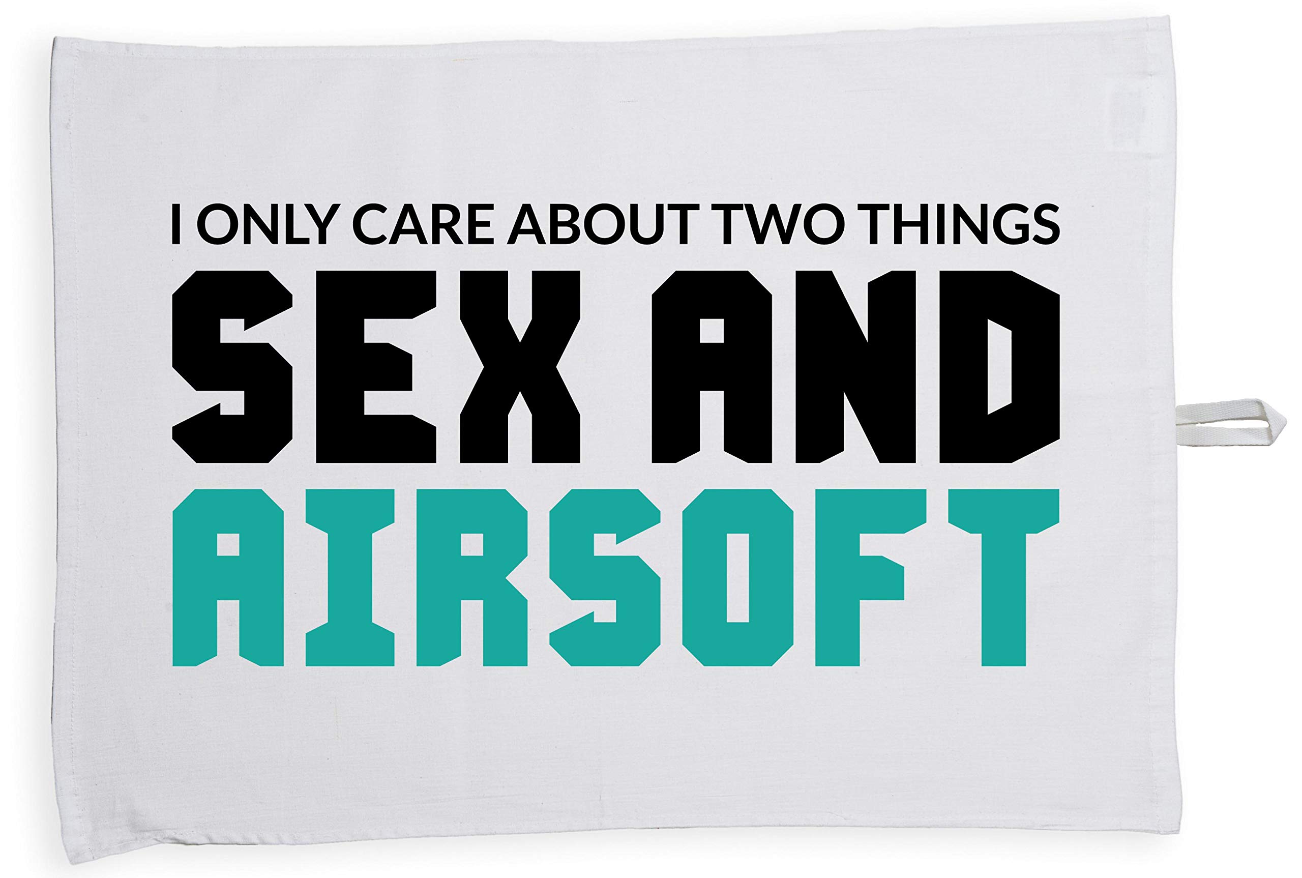 Hippowarehouse I only care about two things sex and airsoft Tea Towel Eco Printed Dish Cloth Kitchen accessory 50cmx70cm 100% Cotton