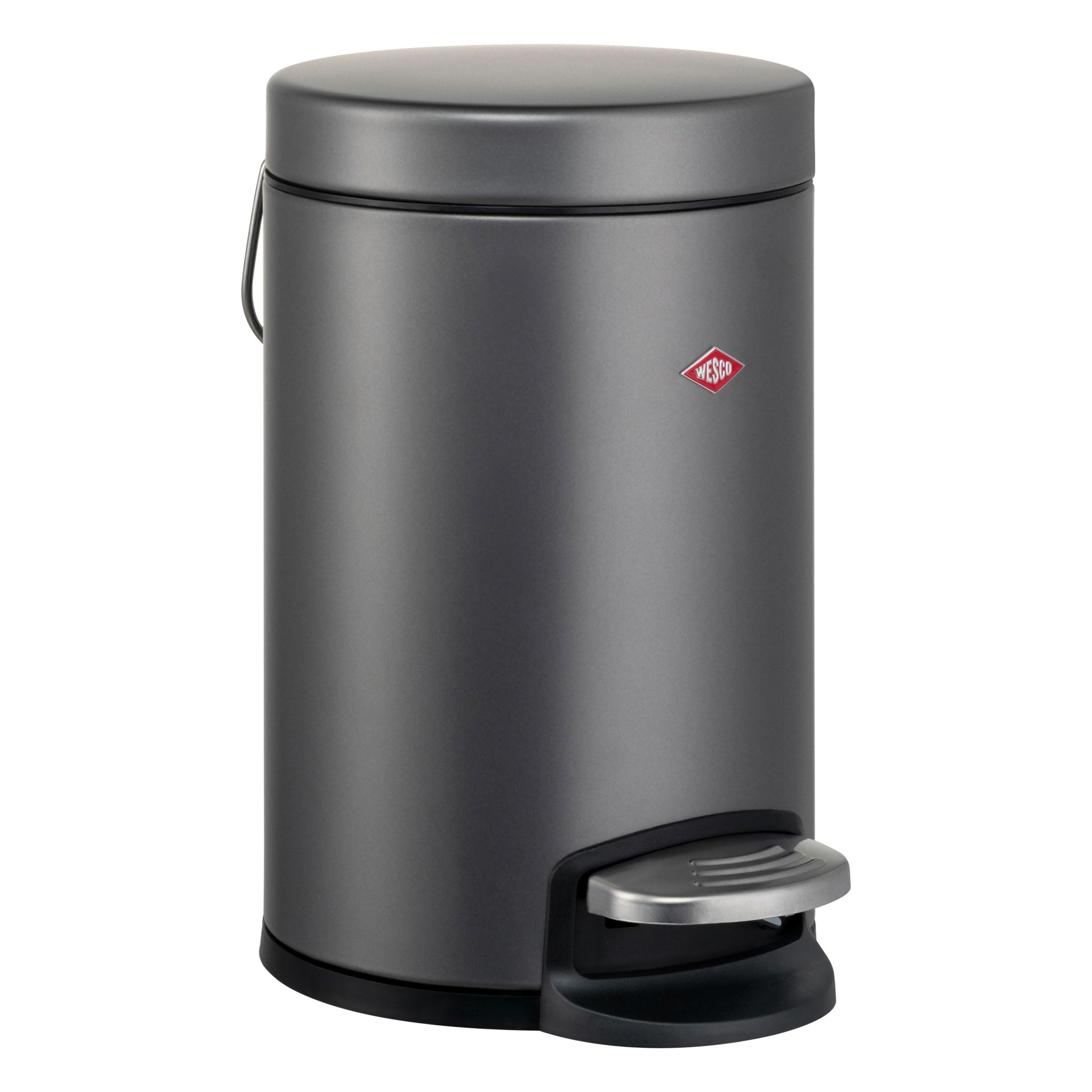 WESCO Multi Collector 3 Pattumiera A Pedale 49L - 3 Scomparti In Lamiera D'Acciaio (25L + 2x12L) Con Filtro Antiodore - Colore Grafite