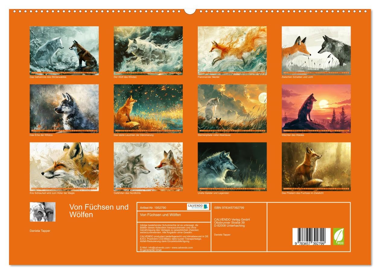 Von Füchsen und Wölfen (hochwertiger Premium Wandkalender 2026 DIN A2 quer), Kunstdruck in Hochglanz: Die Wächter uralter Geheimnisse (CALVENDO Tiere)