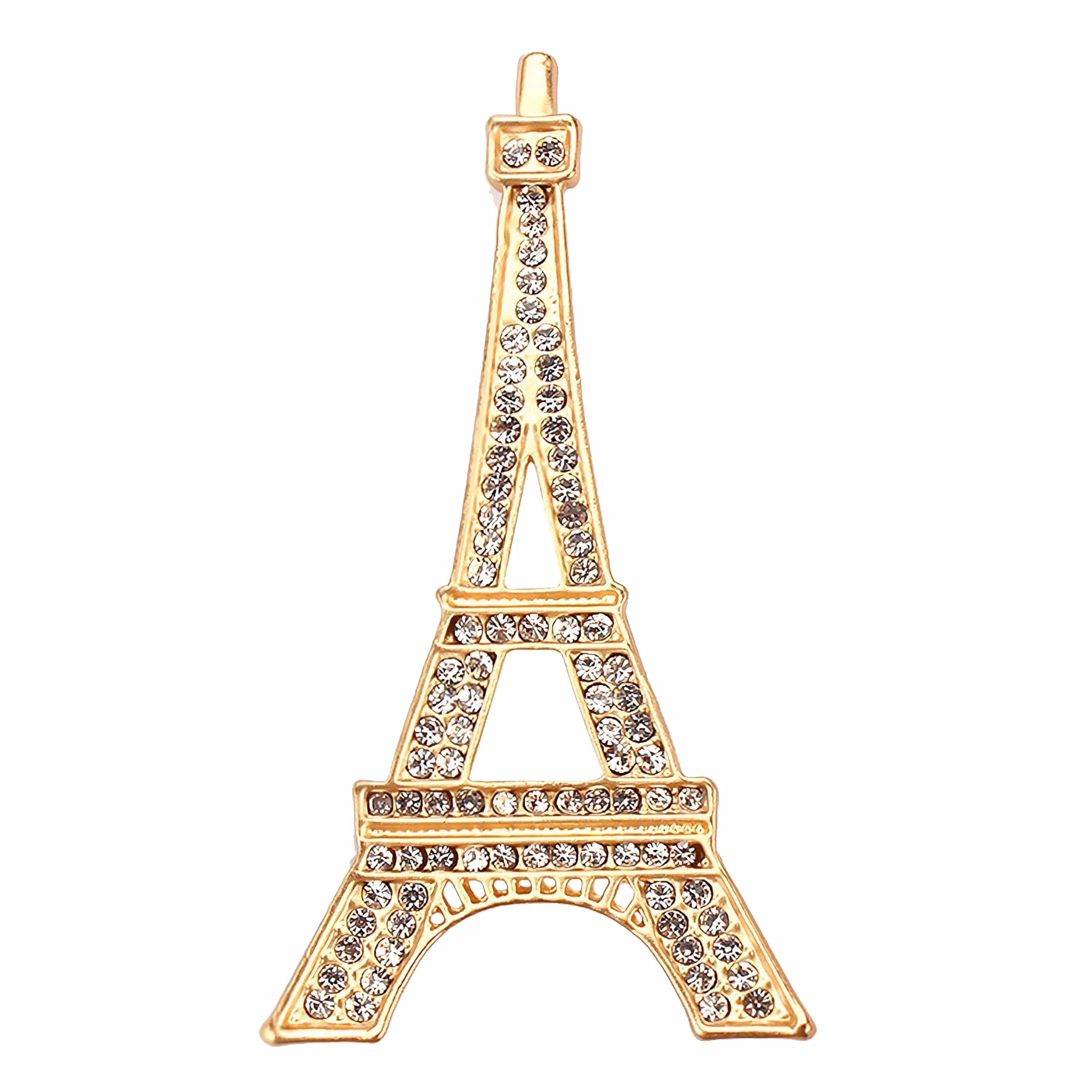 Gyn&Joy Clear Crystal Rhinestones Eiffel Tower Fashion Brooch Pin