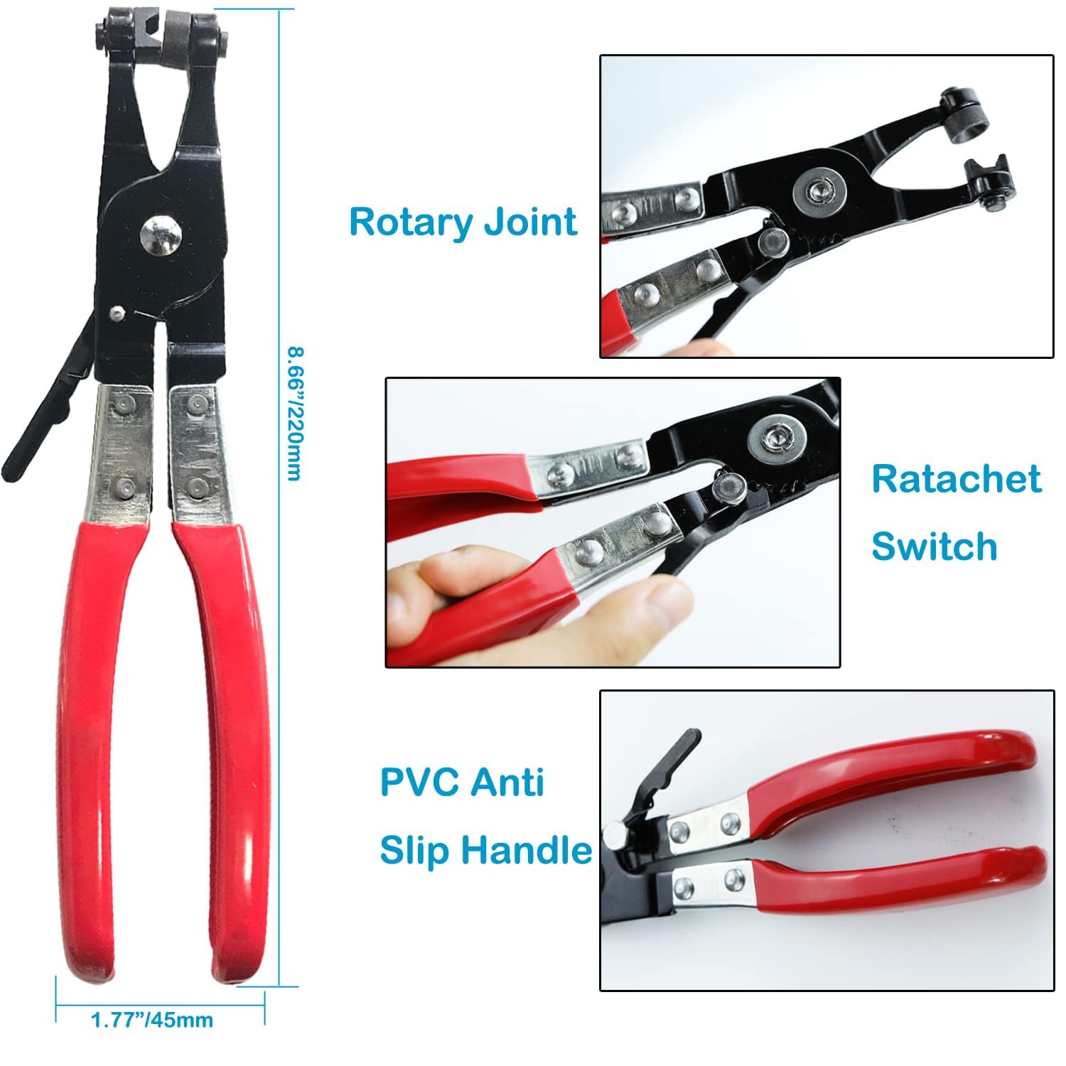 Abrazaderas de manguera de banda de resorte de 7-25 mm con kit surtido de alicates, abrazadera de acero for manguera de vacío, clip de aire a presión, 210 piezas