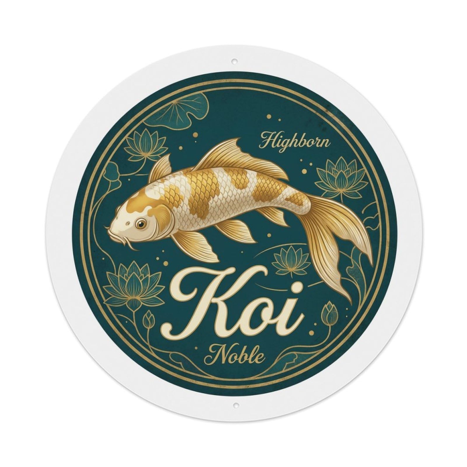 Tgrcjimh Style Metal Tin Sign Koi Fish Highborn Noble Aristocratic Refined Elegant