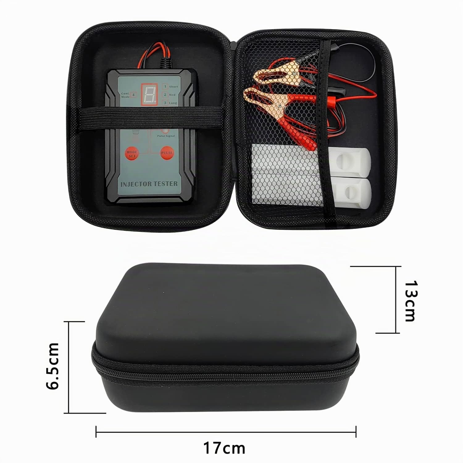 ZKTOOL Tester per Iniettori Automobilistici, 2 Adattatori per la Pulizia degli Ugelli, 8 modalità di Impulso, Strumenti per la Pulizia Fai-da-Te dell'Auto, con Protezione da Cortocircuito