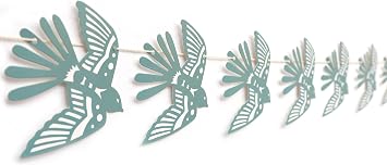 Hand-Cut Blue Paper Bird Garland/Banner Ideal For Weddings, Parties, Home Decor, Or Nursery Decoration Set Of 12 bird1