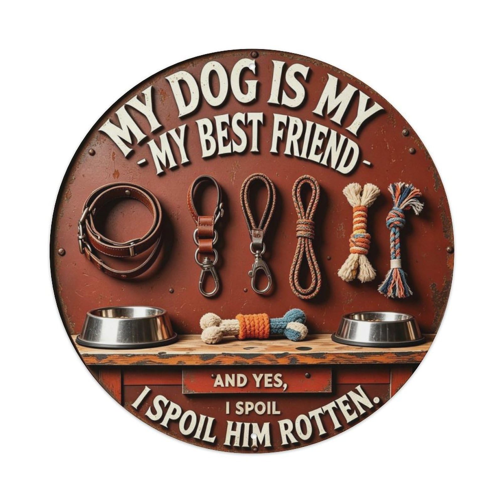 AND YES, I SPOIL HIM ROTTEN. Metal Tin Sign Plaque