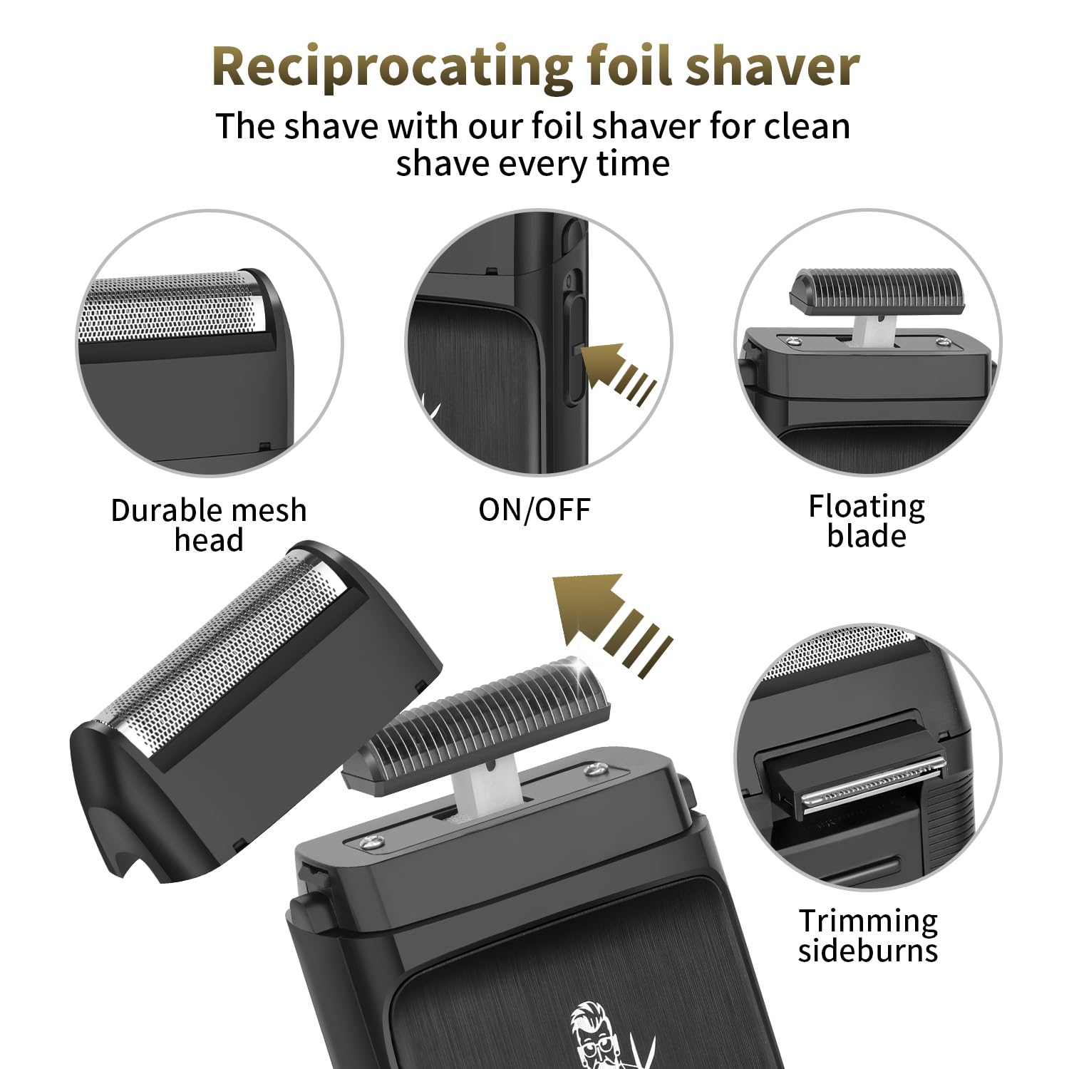 KEMEI Profi Haarschneidemaschine für Männer, Schnurloser Kompletter Barber Clipper T-Blade Barttrimmer Folienrasierer Set, Elektrisches Haarschneider Full Kit mit 10 Führungskämmen
