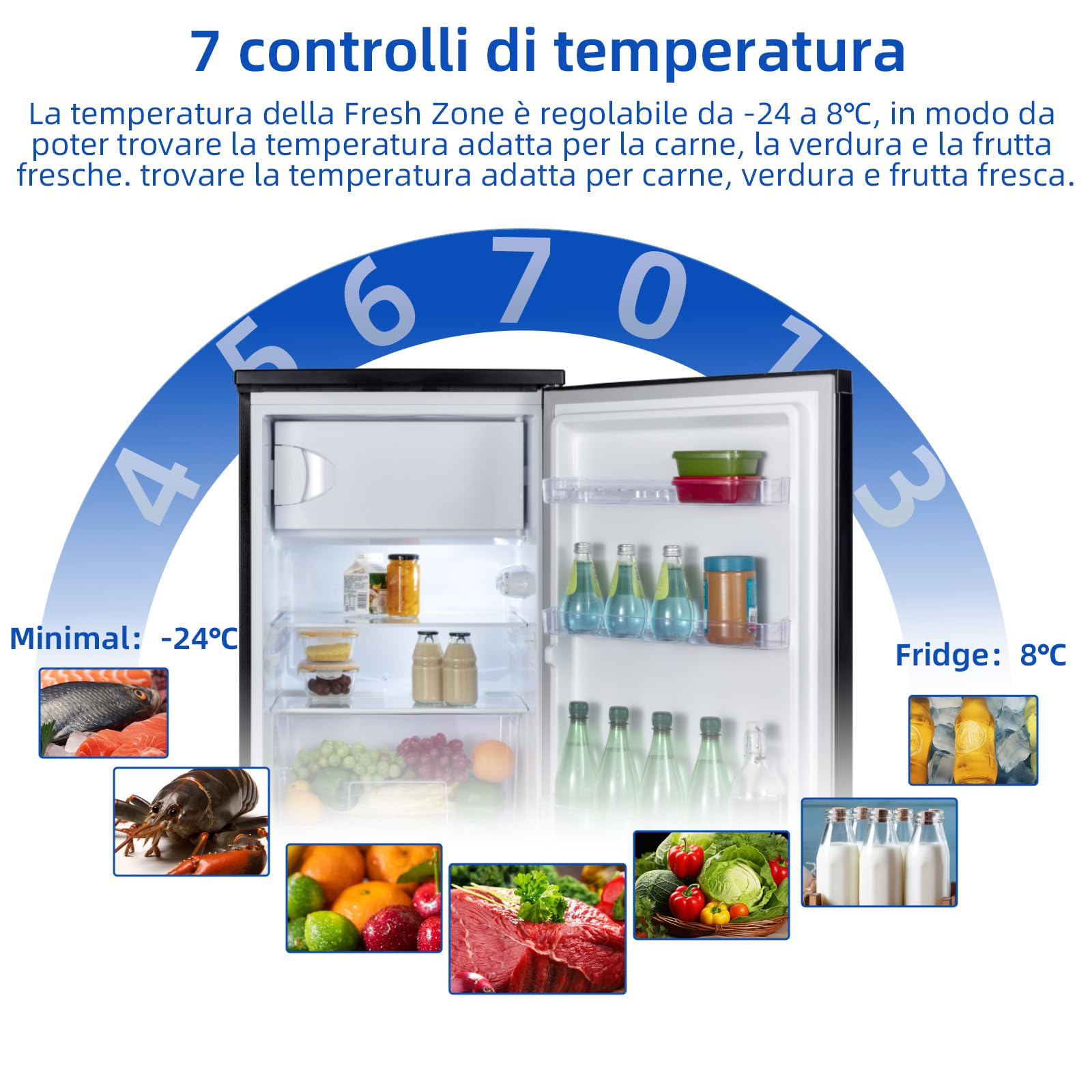 CHiQ frigorifero monoporta CTT107BC,107 L, design elegante. Occupa solo .3 ㎡, spazio di micro-congelamento, scatola multi-funzione, 7 controlli della temperatura, bassa rumorosità, colore: nero