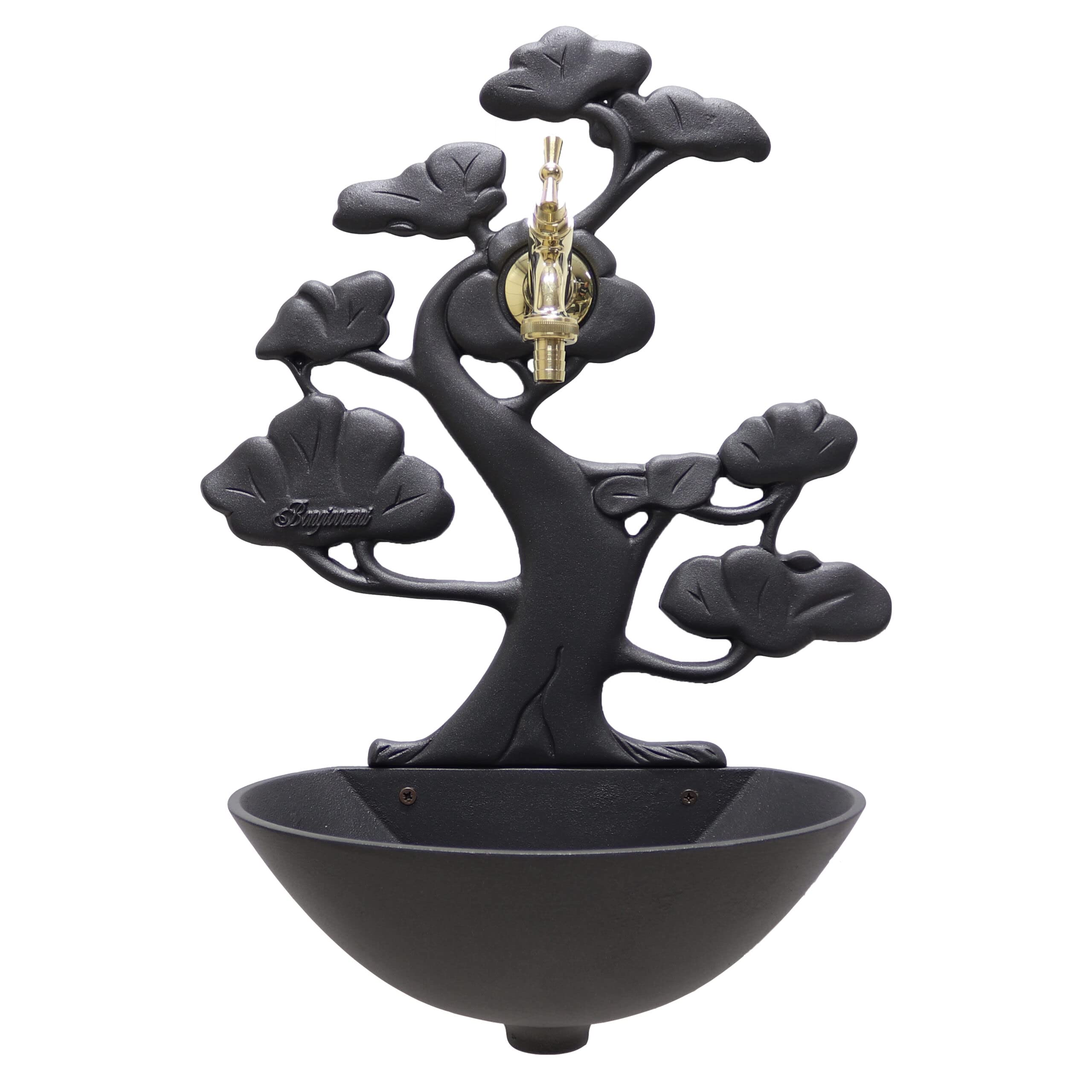 FONDERIA BONGIOVANNI Fontaine Murale modèle Azalea avec Robinet en Laiton Poli pour La Maison et Le Jardin