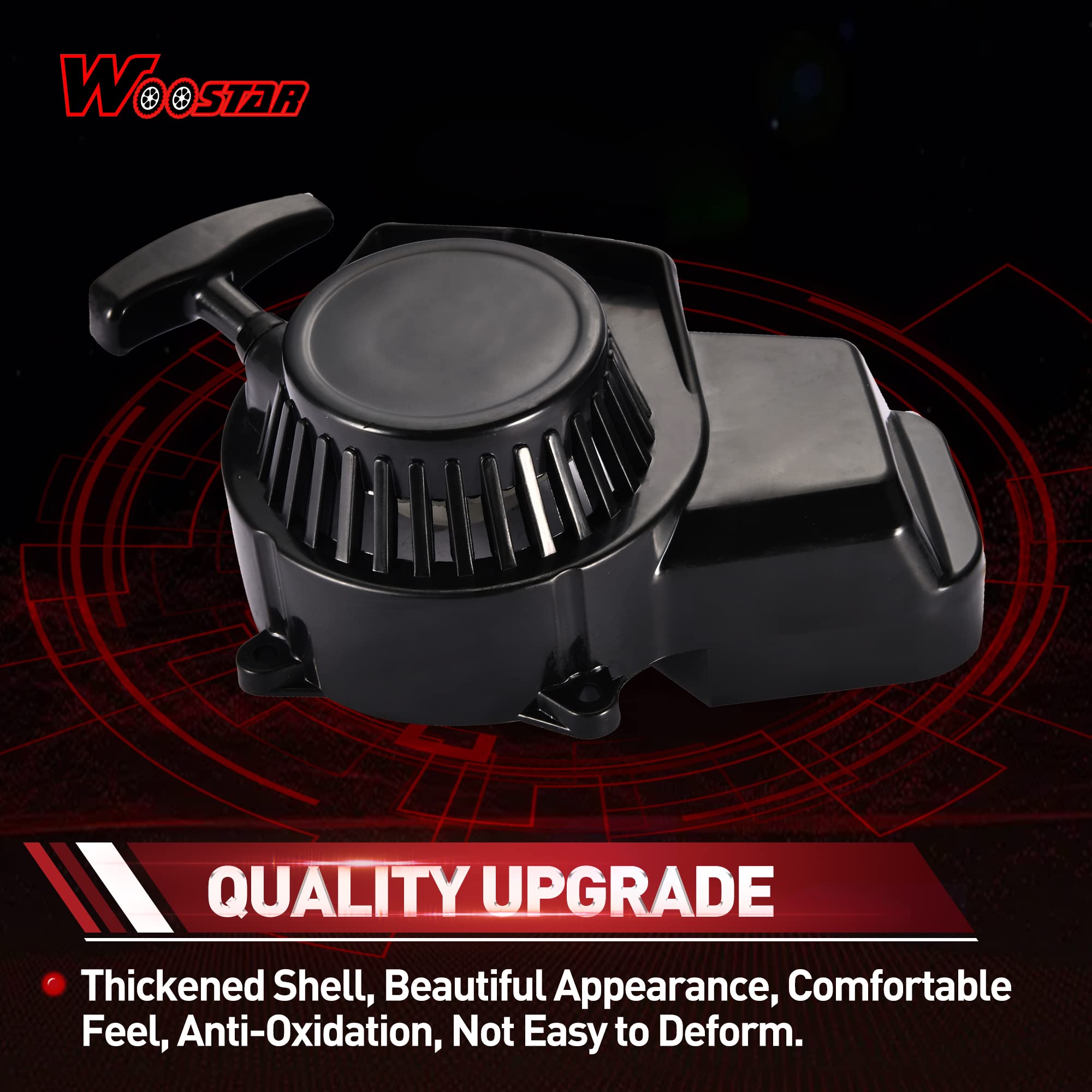 WOOSTAR Avviamento a Strappo Sostituzione per 2 Tempi 47cc 49cc Pocket Bike Mini Quad Pit Bike Scooter ATV Nero
