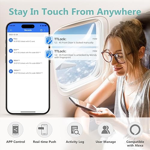 Miniatura 4 de Cerradura de manija de puerta inteligente, cerradura de puerta con teclado mejorado con asa, cerradura de puerta de entrada sin llave con control de