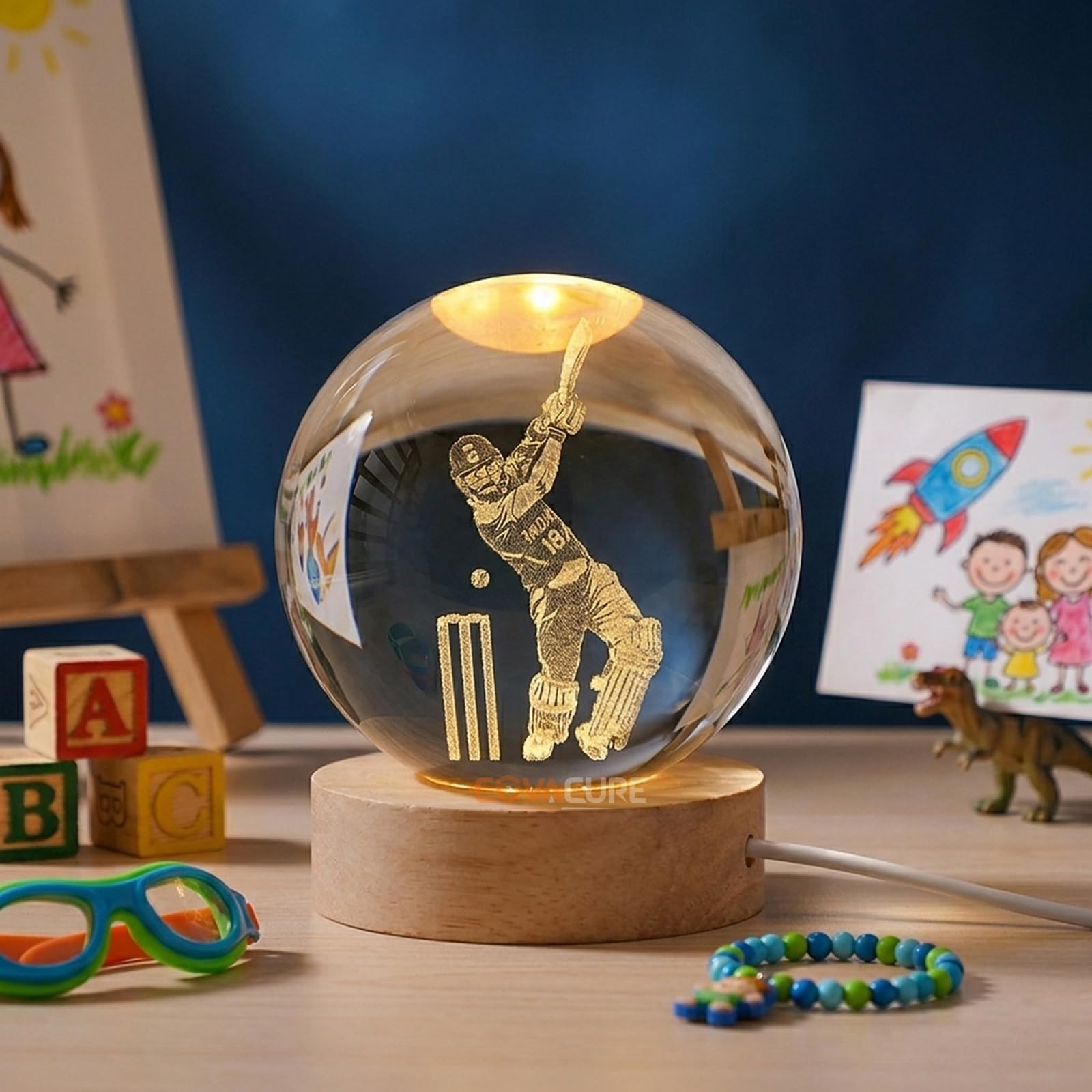 COVACURE 3D Crystal Ball Night Lamp - Viratt Kohlii Gift -6