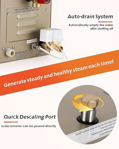 Miniatura 4 de Kit generador de ducha de vapor de 15 KW para baño, sauna, spa, cabezal de vapor de aromaterapia, sistema de autodrenamiento, controlador