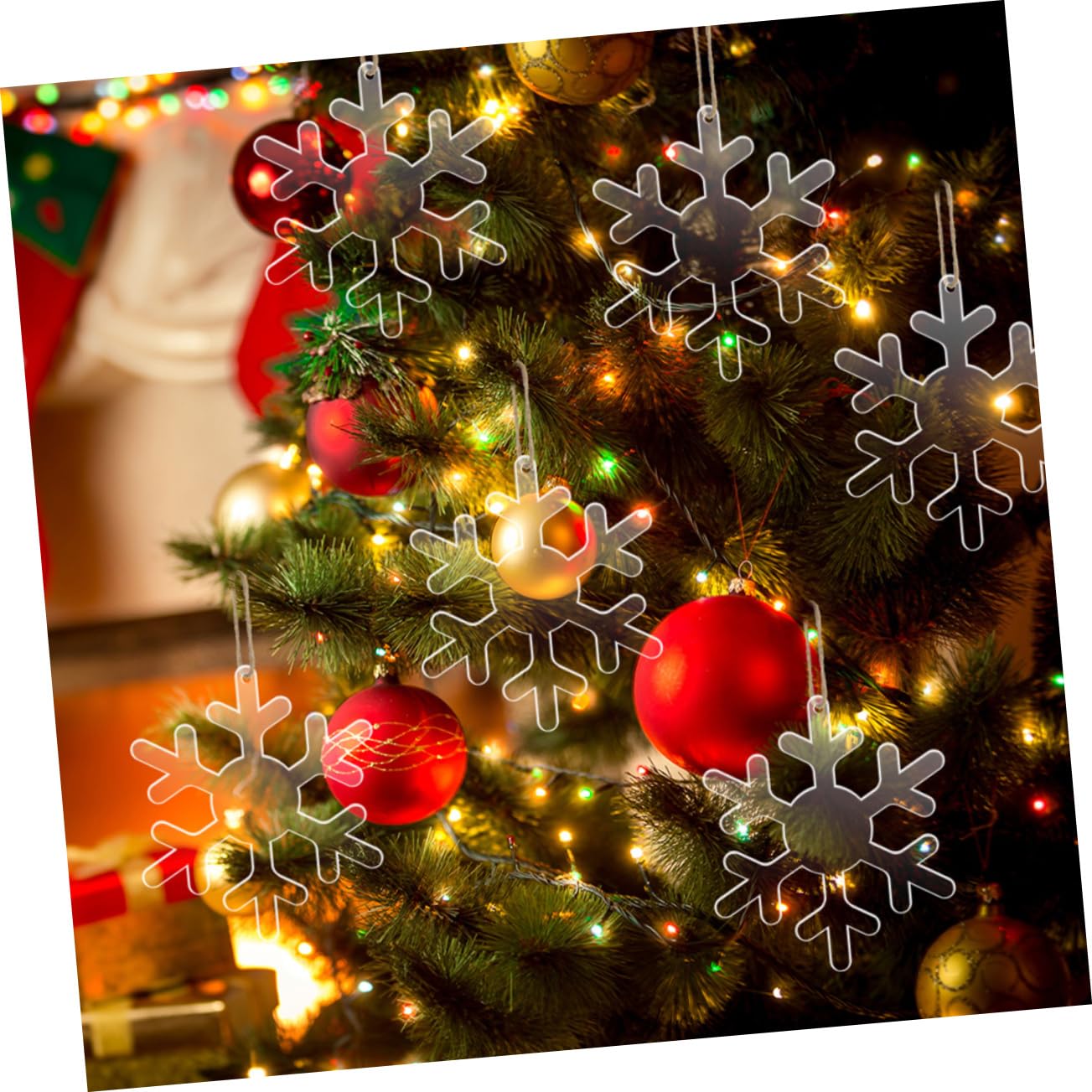 Ciieeo 60 STK Acryl-Schneeflocke Christbaumschmuck Christbaum anhänger Leere weihnachtsverzierungen Weihnachtsbaumschmuck Layout-Zubehör für Weihnachtsszenen Weihnachtsbaum-Anhänger