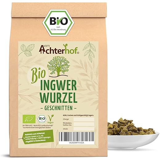 Ingwerwurzel Tee BIO (1kg) | Ingwertee | Bio-Ingwer getrocknet geschnitten vom Achterhof