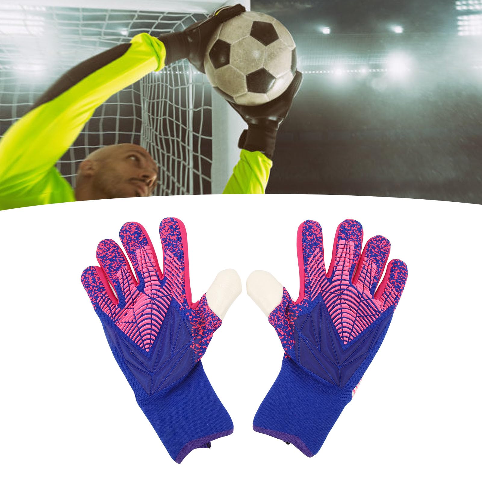 Xolsurg Goalkeeper Gloves Strong Grip Breathable Comfortable for Training 1Pair Soccer Goalie Latex Sports Gloves (18.3mm / 0.72in)