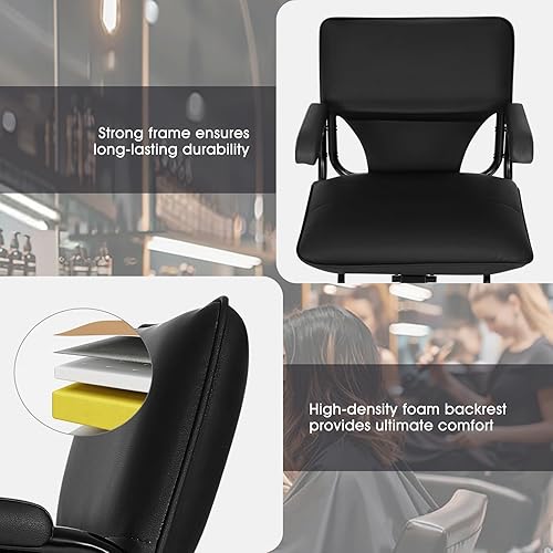 Miniatura 7 de Artist hand Barber Salon Chair for Hair Stylist, Hair Styling Hairdressing Chair with Black Base with Hydraulic Pump 360 Degree Swivel, Beauty Salon