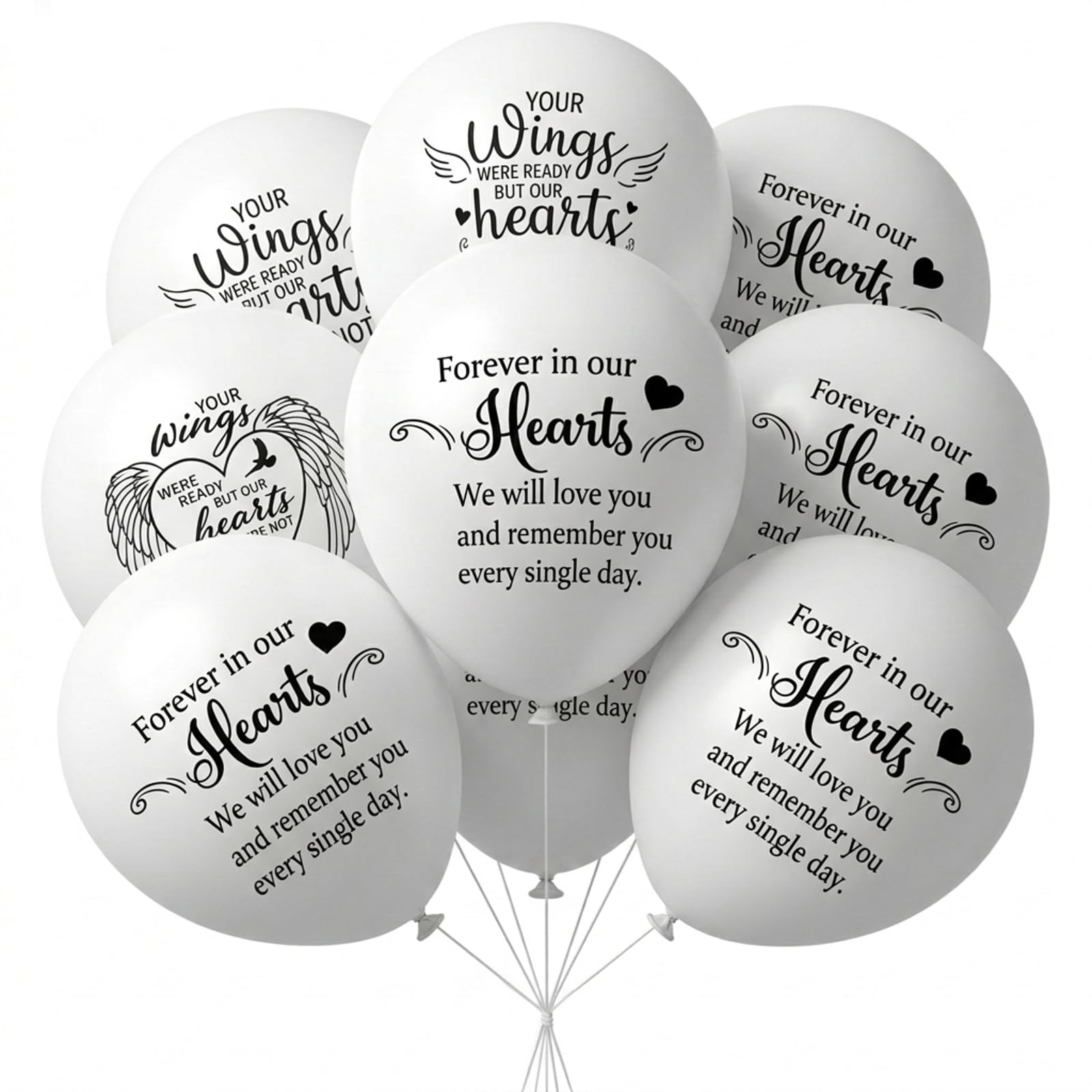 60 PCS White Memorial Balloons for Funeral – 12-Inch Latex Balloons for Anniversary Remembrance – Dignified Funeral Decorations – Suitable for Balloon Releases and Tribute Gatherings