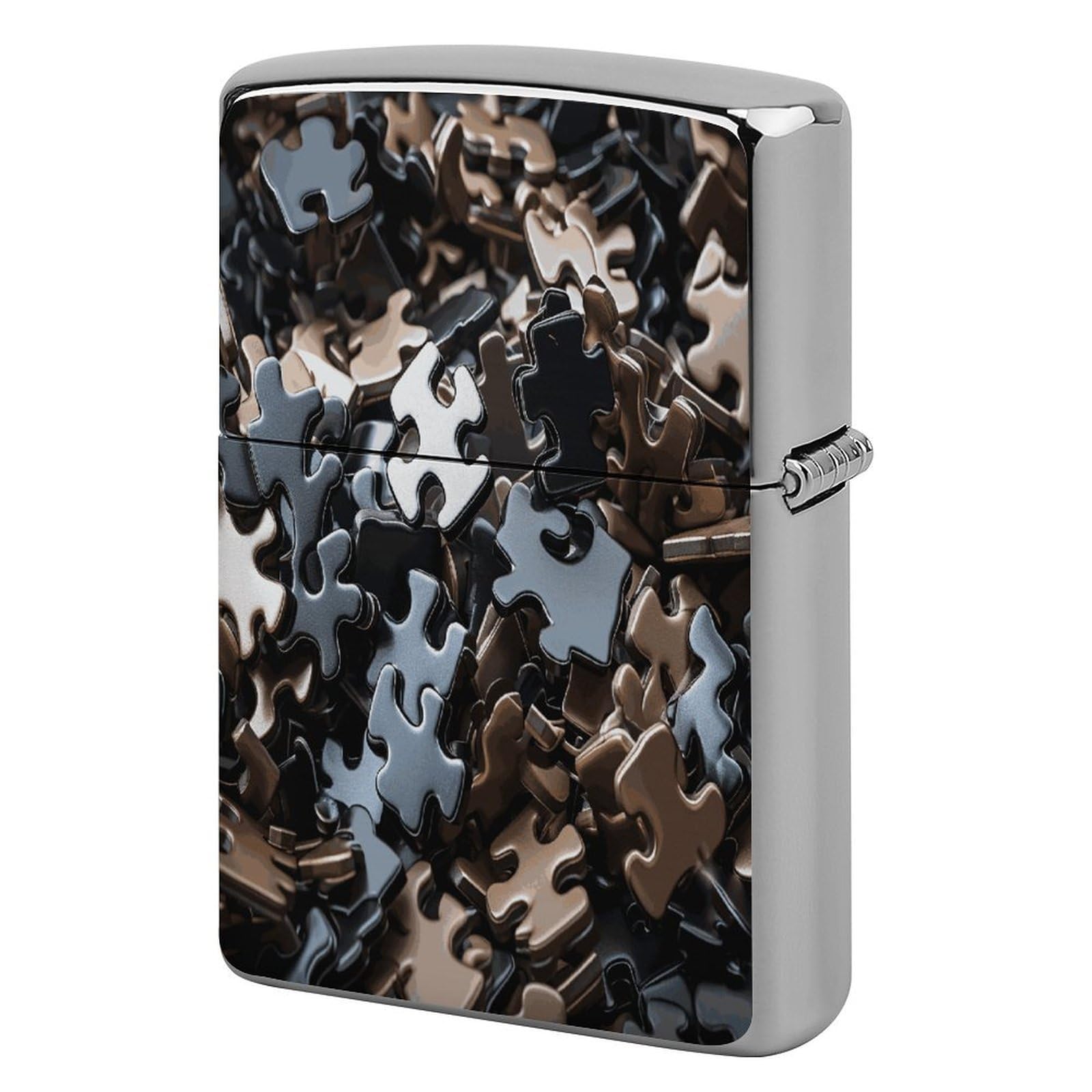 Fodpand Style A Bunch Of Puzzle Pieces Metal Lighter Case Cover Lighter Sleeve